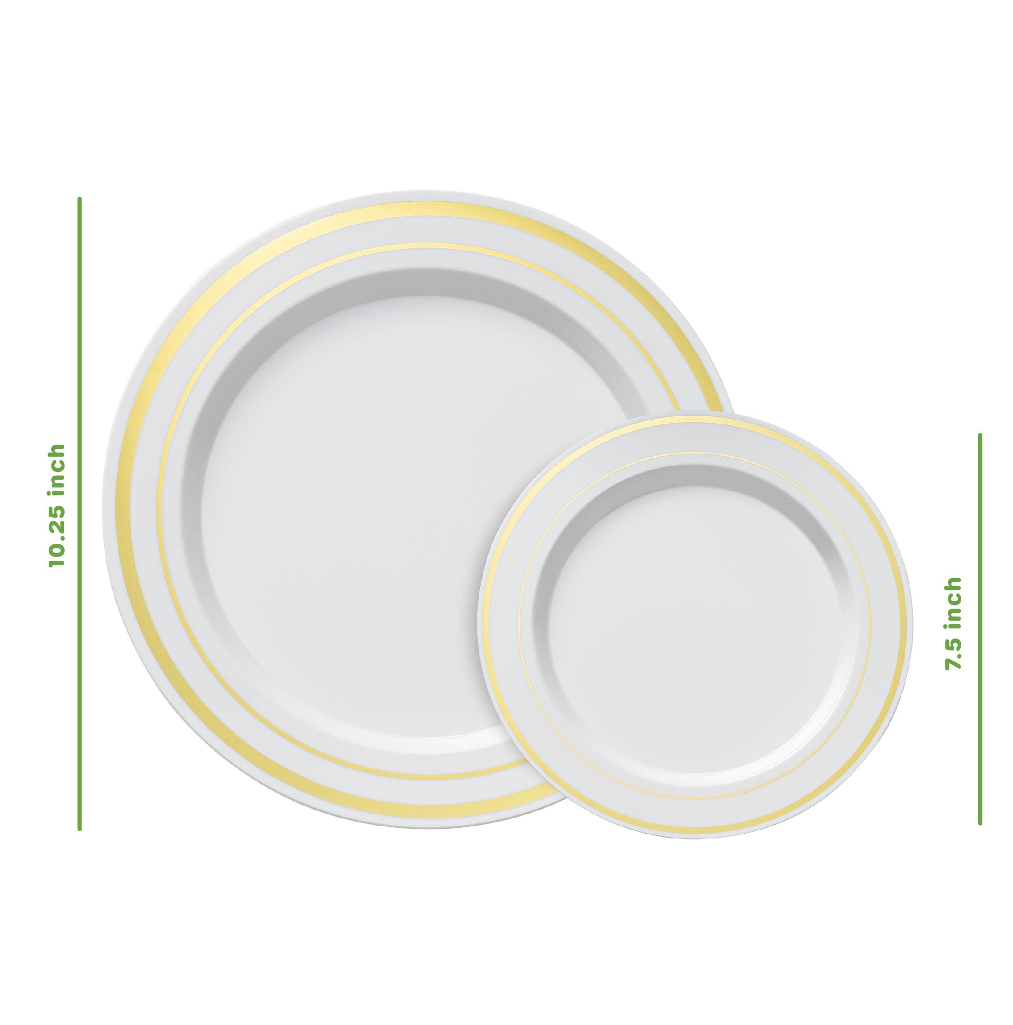 [Case of 240] Combo Gold Trim Plastic Plates - Premium Heavy-Duty Disposable 10.25" Dinner Party Plates and Disposable 7.5" Salad Plates