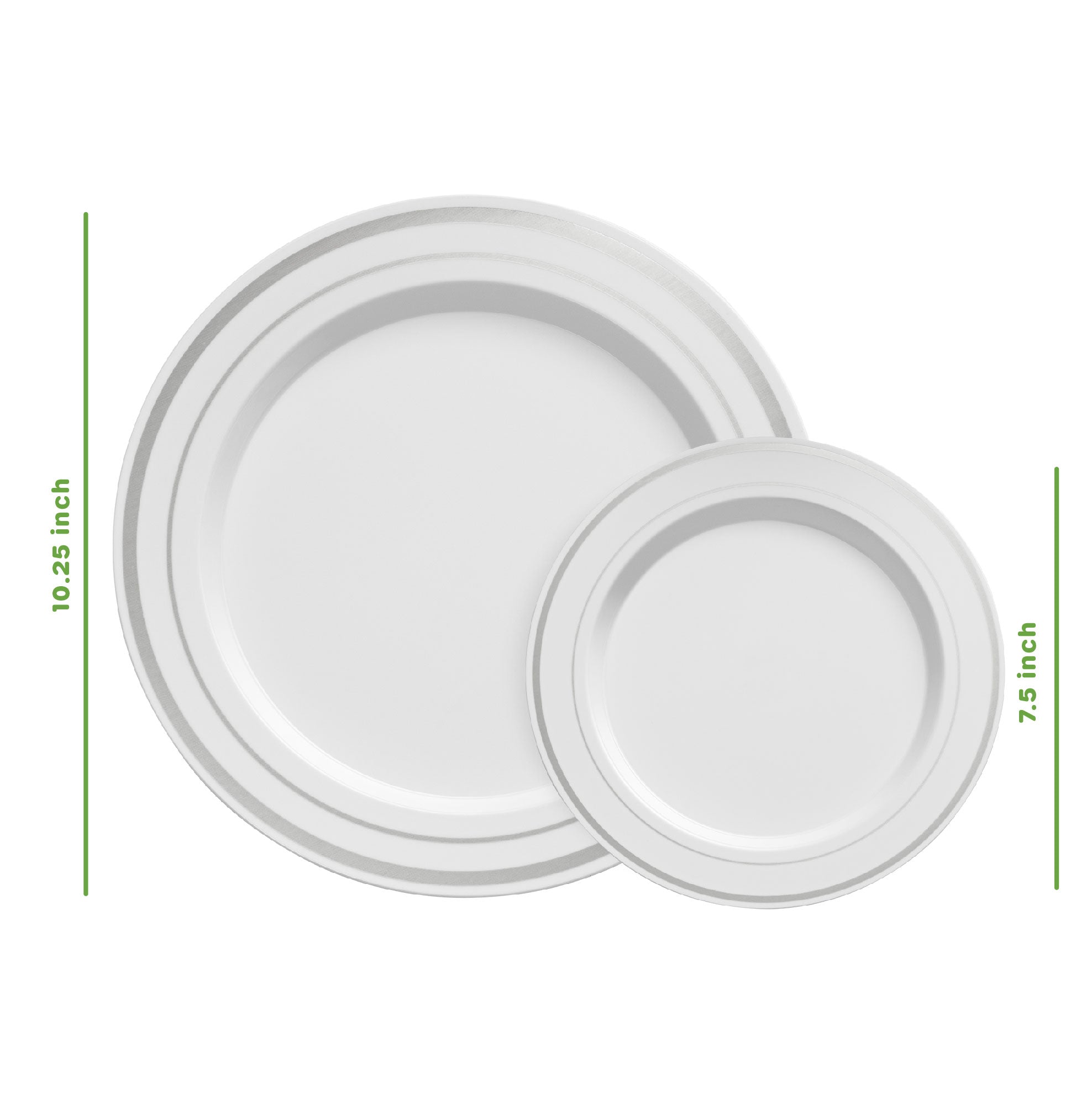 [Case of 240] Combo Silver Trim Plastic Plates - Premium Heavy-Duty Disposable 10.25" Dinner Party Plates and Disposable 7.5" Salad Plates