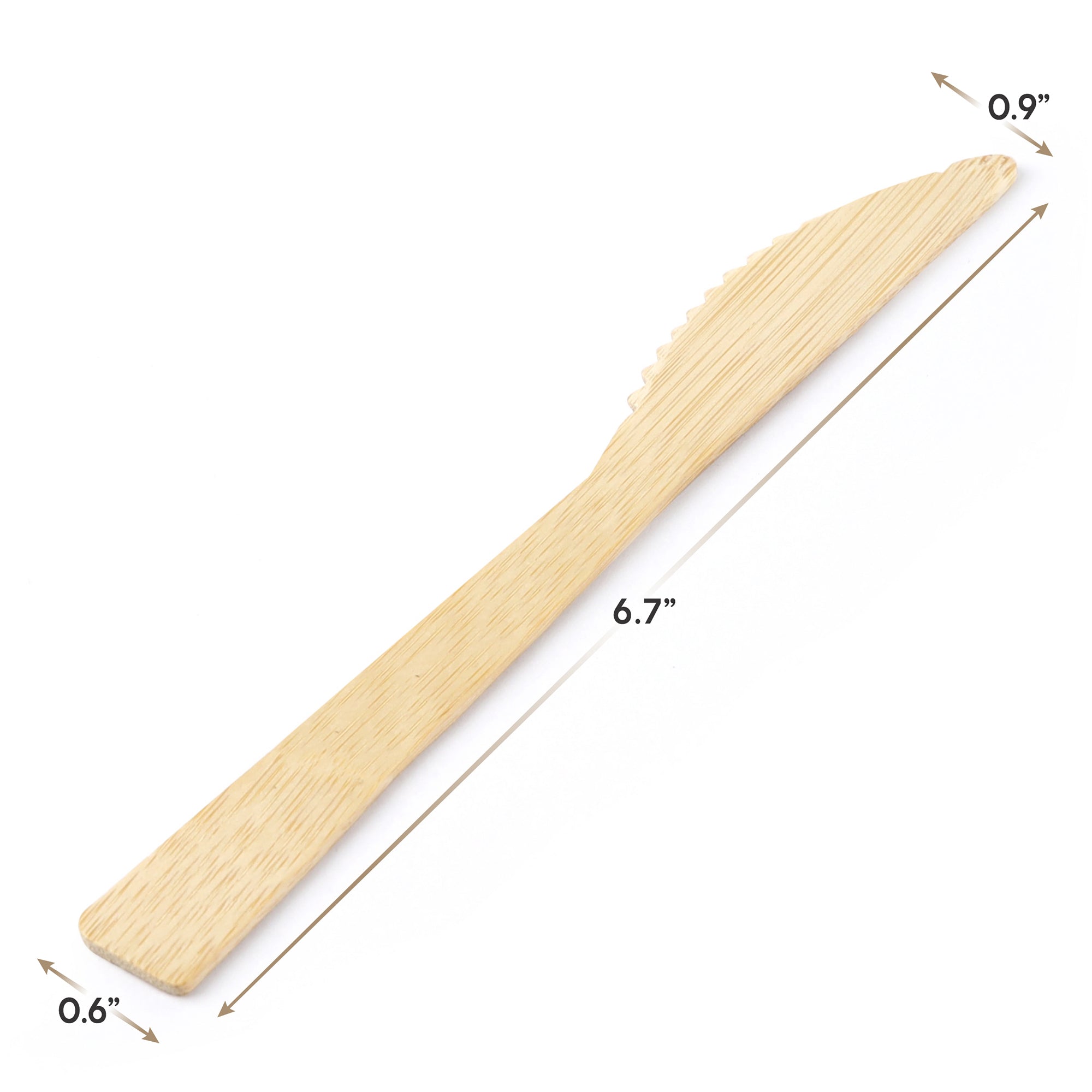 GUSTO [100 Count] Natural Bamboo Disposable Knives - Biodegradable and Eco-Friendly Utensils for Outdoors, Parties, and Events