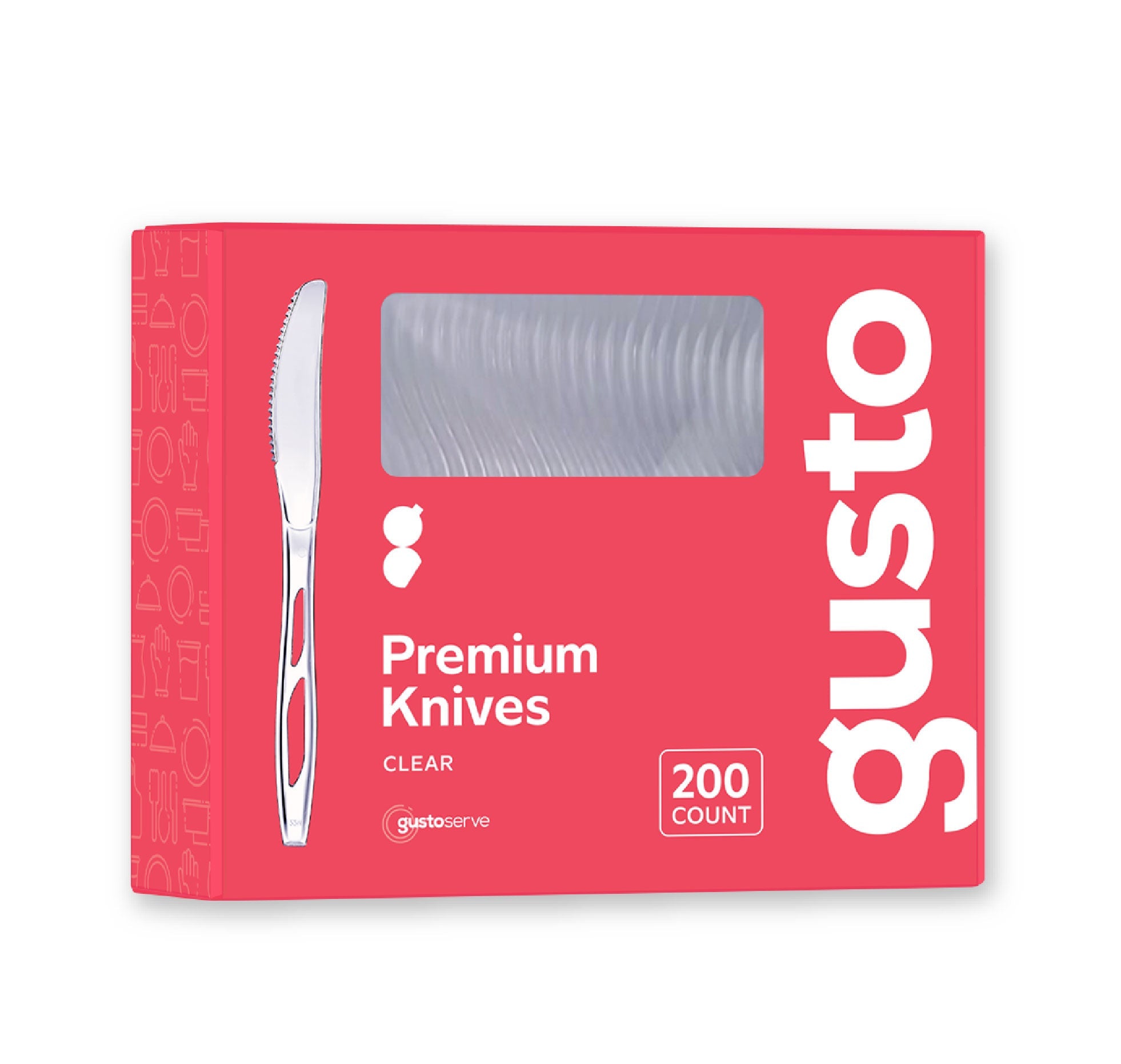 1200ct Premium Heavyweight Disposable Clear Plastic Knives - Comfy Package