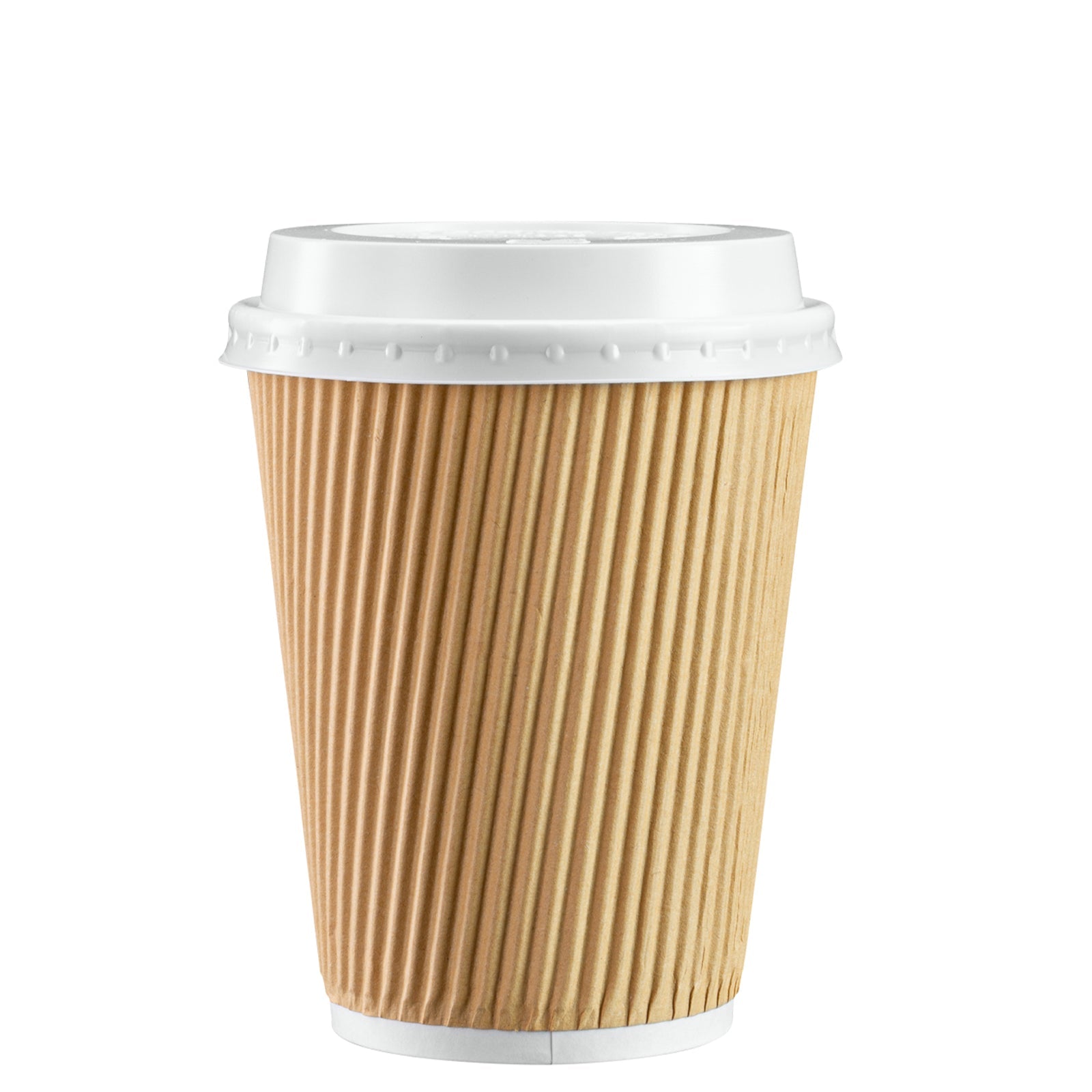 [Case of] 12 oz Insulated Ripple Paper Hot Coffee Cups With Lids & Stirrers