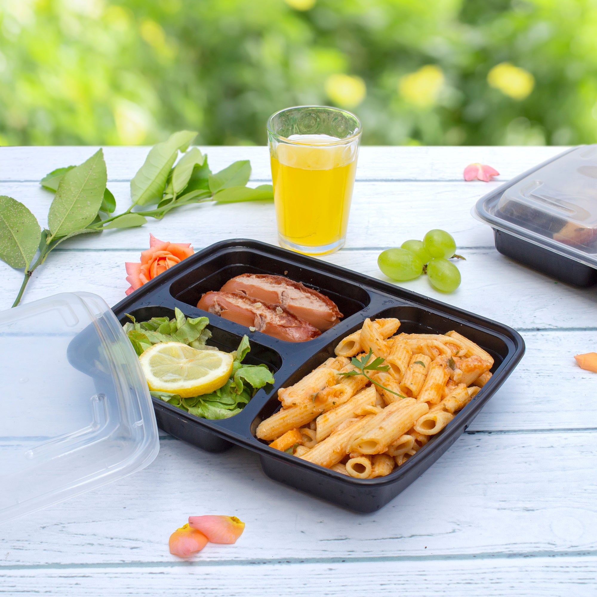 24 oz 3 Compartment Reusable Meal Prep Containers - Comfy Package