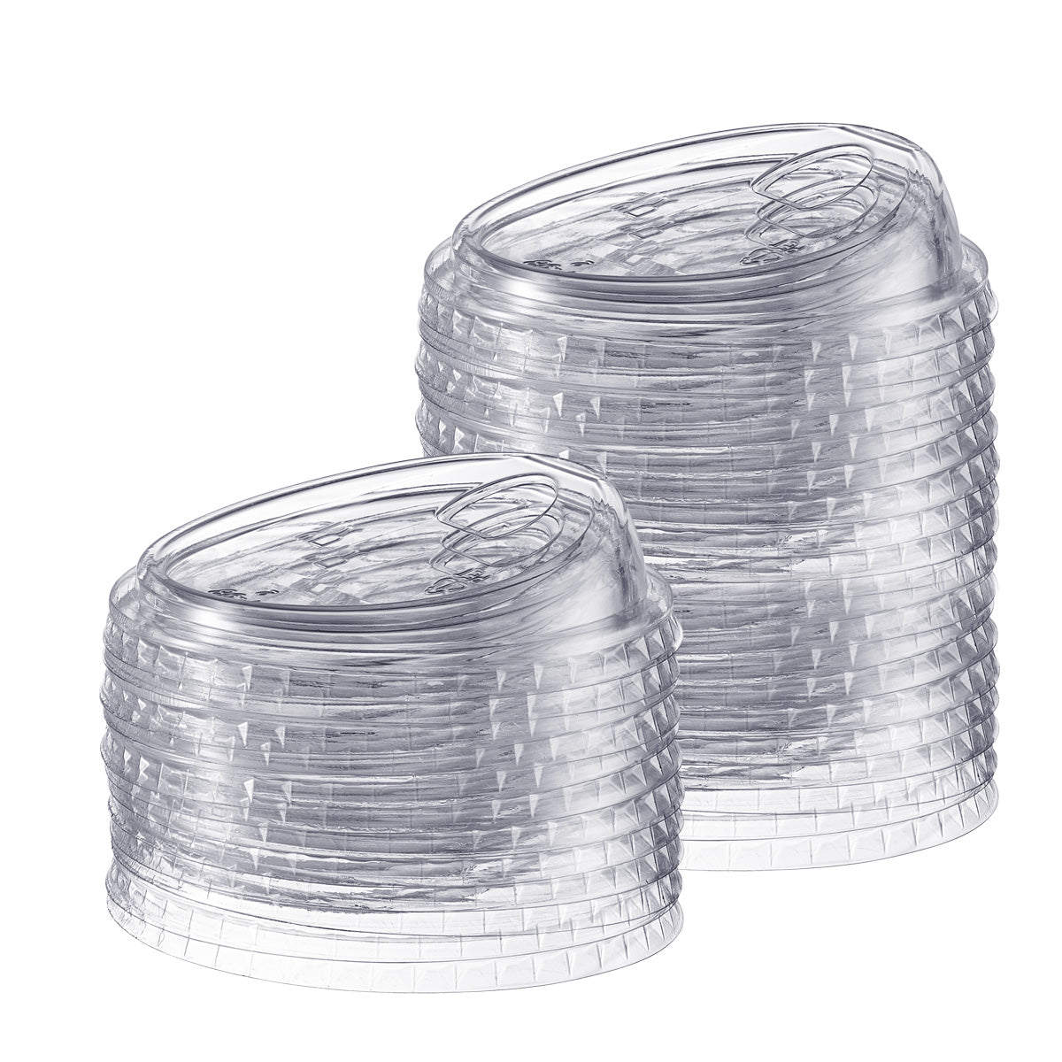 [100 Count] Crystal Clear Strawless PET Plastic Lids for 12, 16, 20 & 24 oz. Milkshake Cups