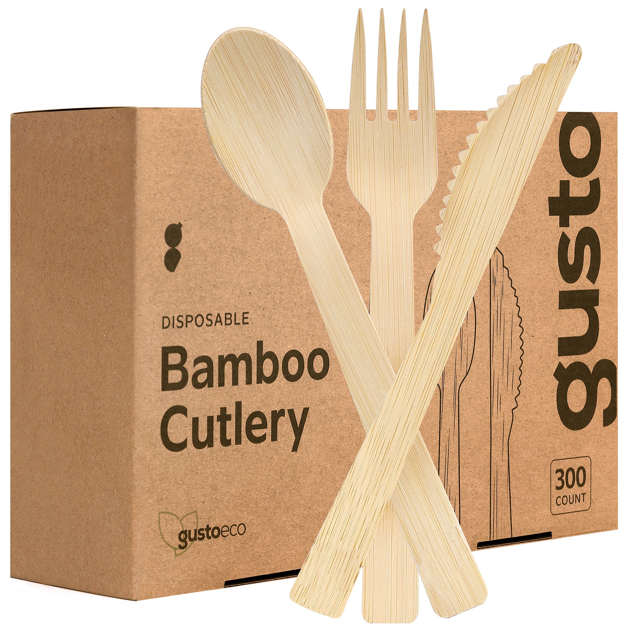 [Case of 3600] Compostable Bamboo Cutlery Set, 1800 Forks - 1200 Spoons - 600 Knives Disposable Utensils for Parties, Camping, and Everyday Use- Biodegradable Silverware Sets…