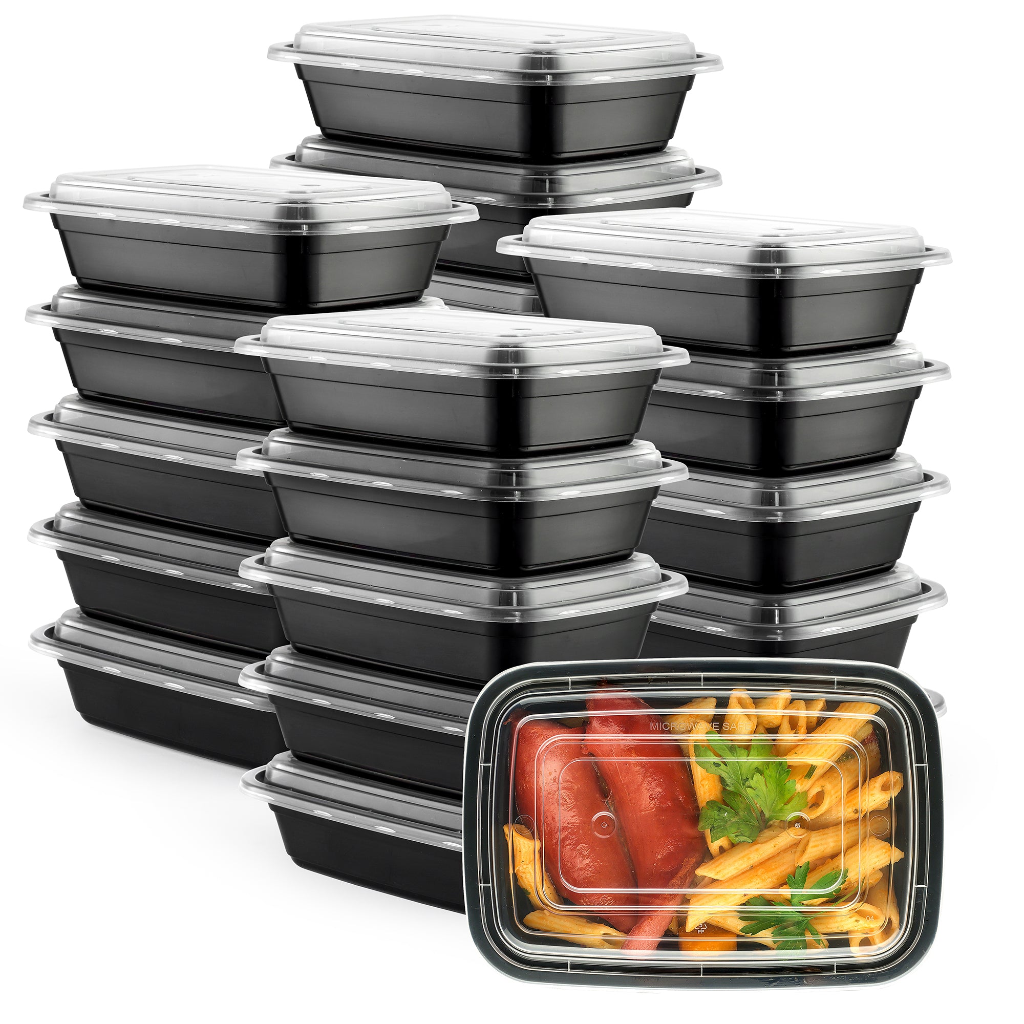 24 oz - 1 Compartment Reusable Meal Prep Containers - Microwaveable, Dishwasher and Freezer Safe, BPA-Free, Portion Control and Convenience Food Storage with Lids, Stackable