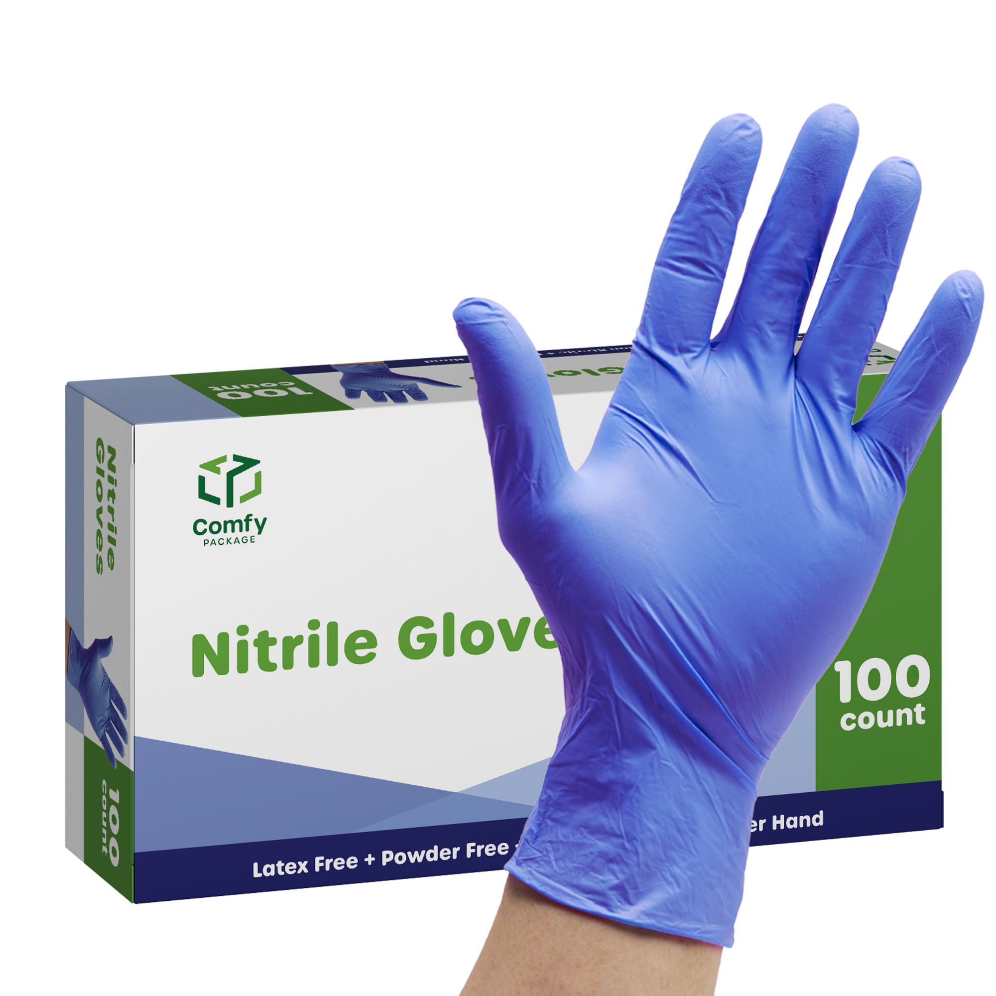 200ct Powder-Free Disposable Nitrile Gloves Large - Comfy Package