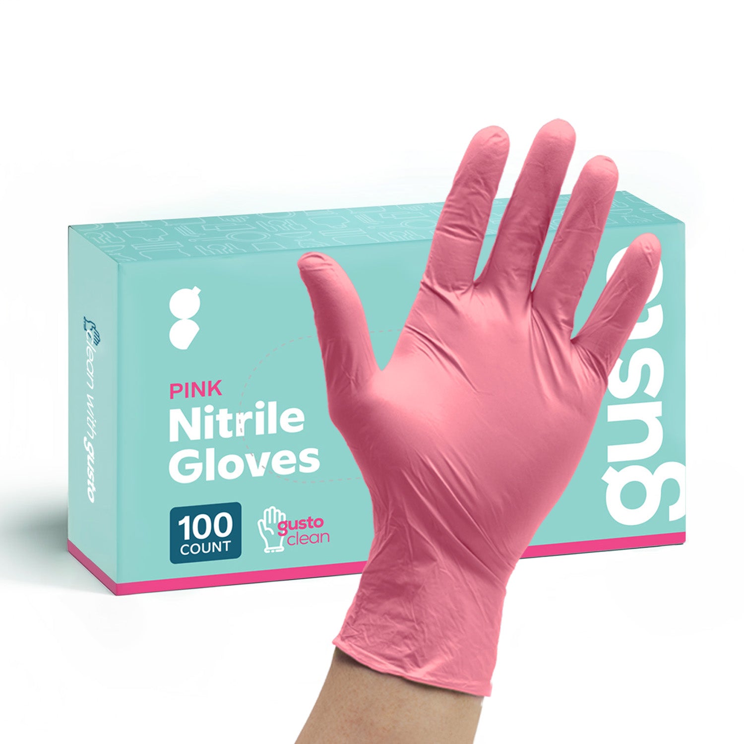Pink Nitrile Disposable Gloves - Latex Free and Rubber Free | Non-Sterile Powder Free Gloves - Large