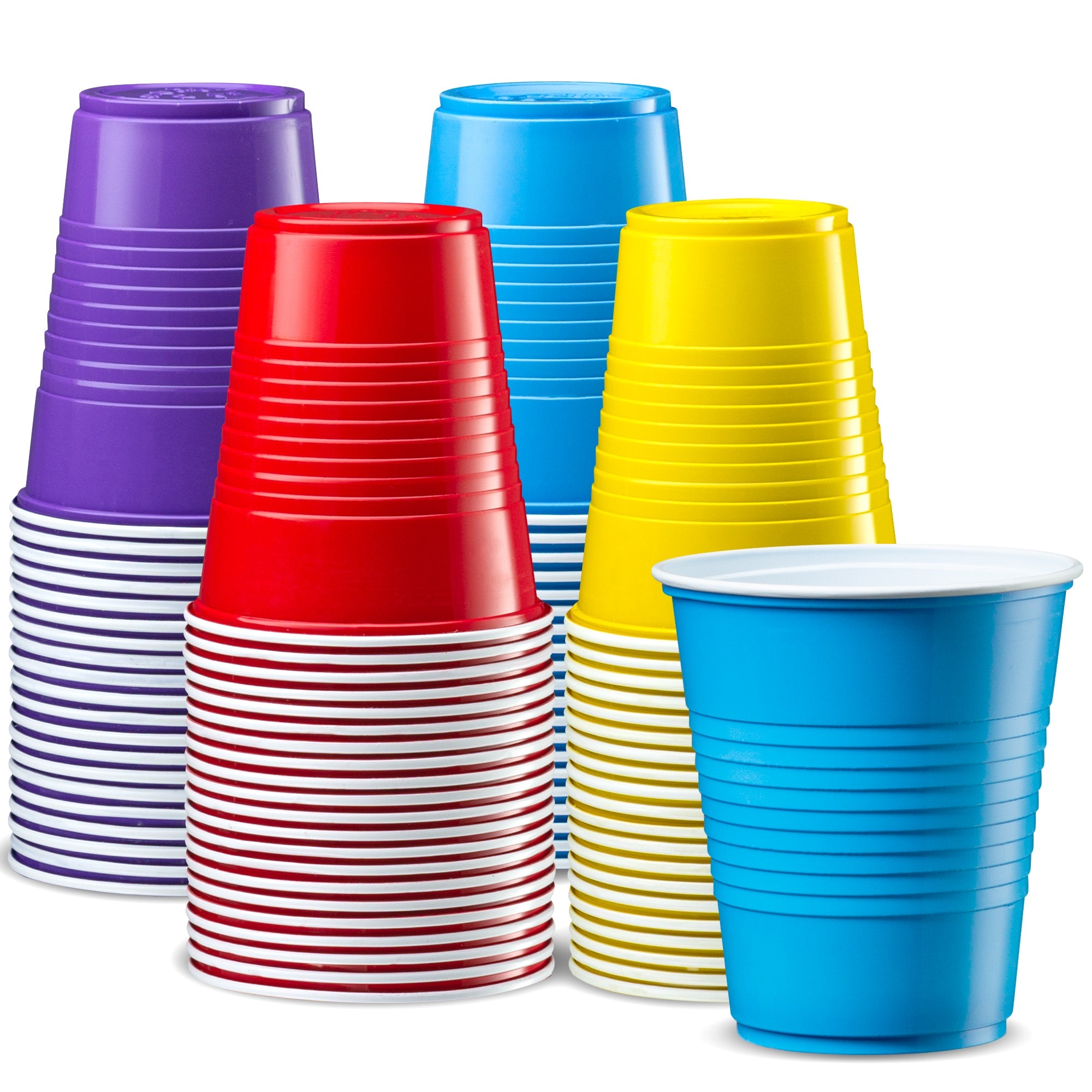 12 oz. Disposable Party Plastic Cups Assorted Colors Drinking Cups - Comfy Package