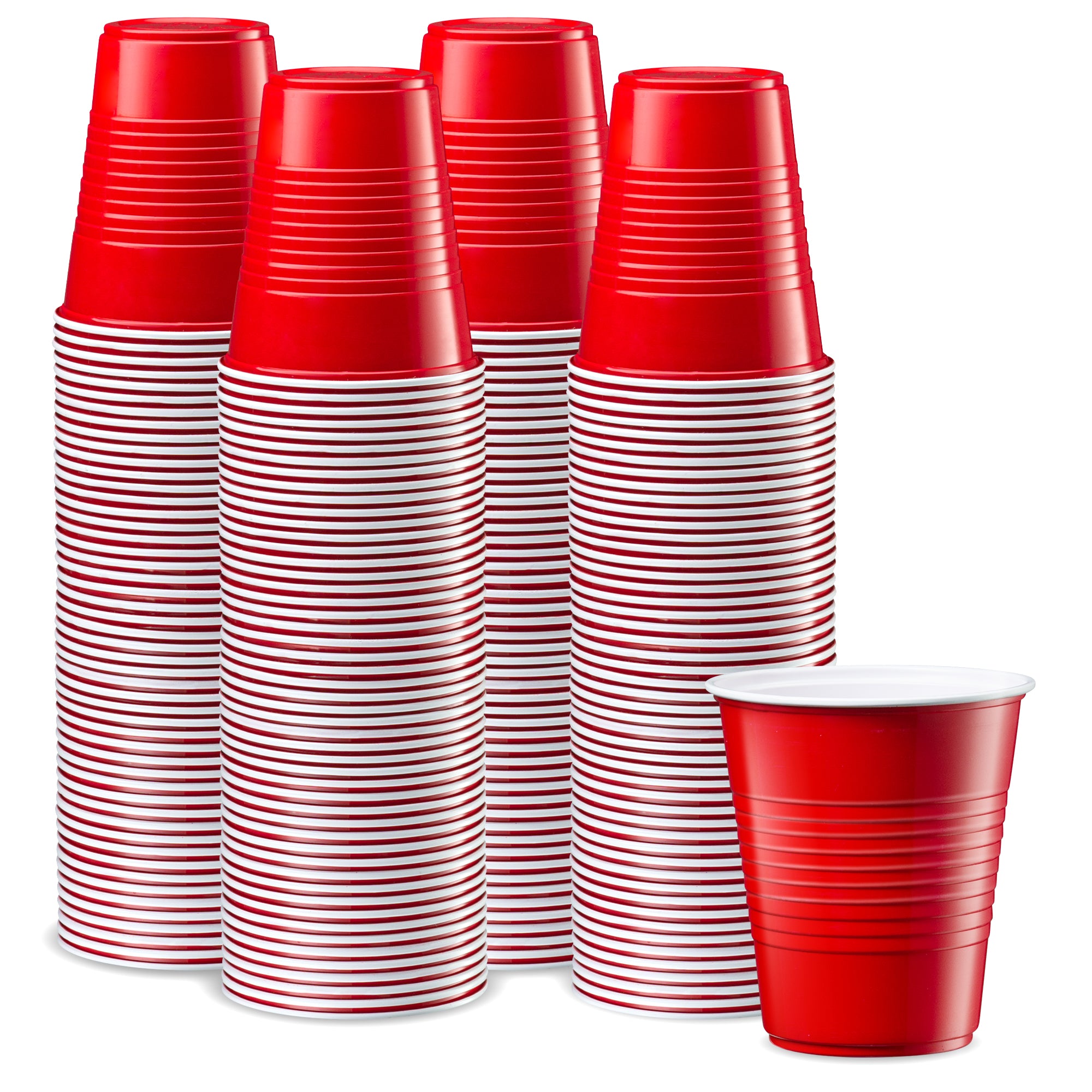 Disposable Party Plastic Cups 12 oz. Red Drinking Cups