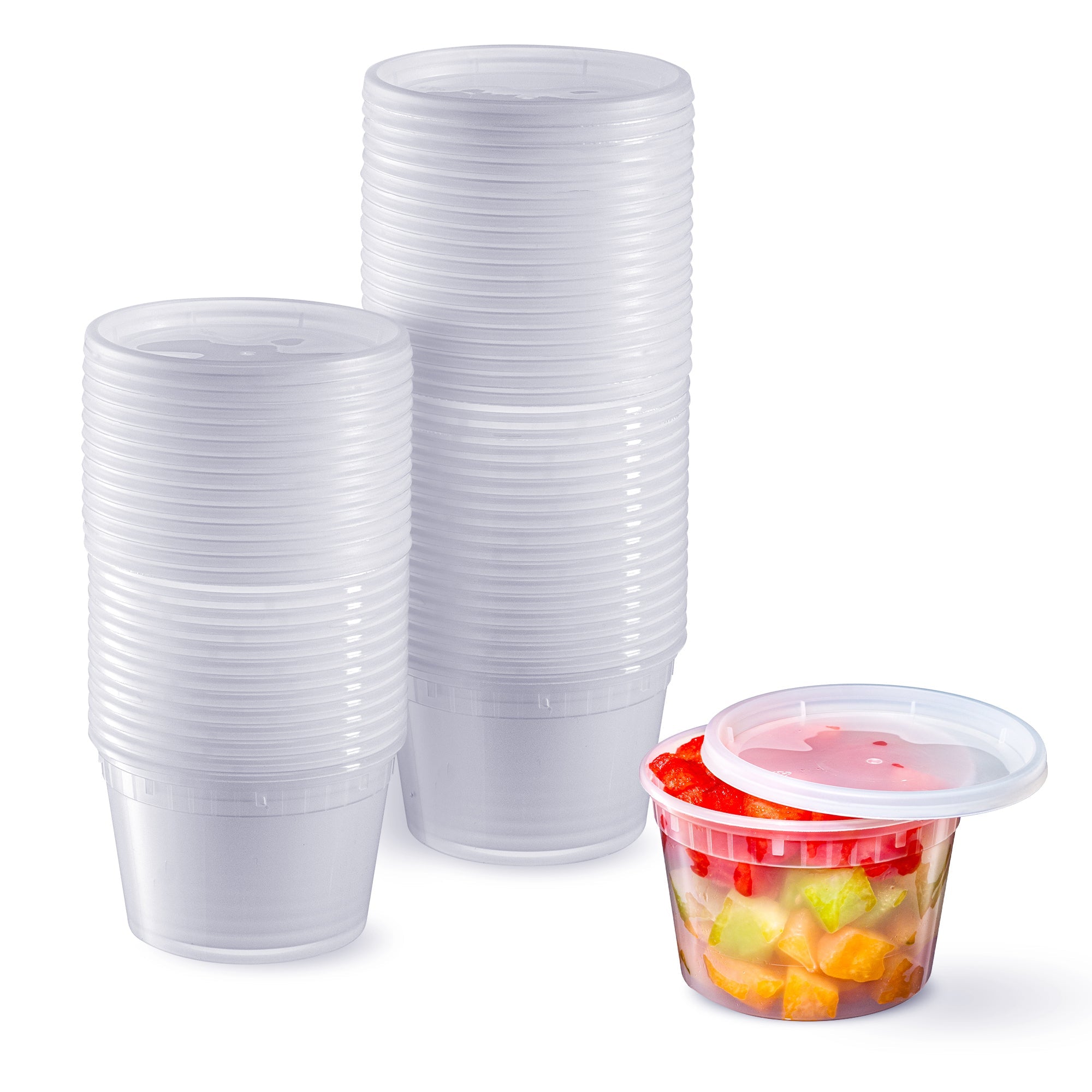16 oz. Plastic Deli Food Storage Containers with Airtight Lids - Comfy Package