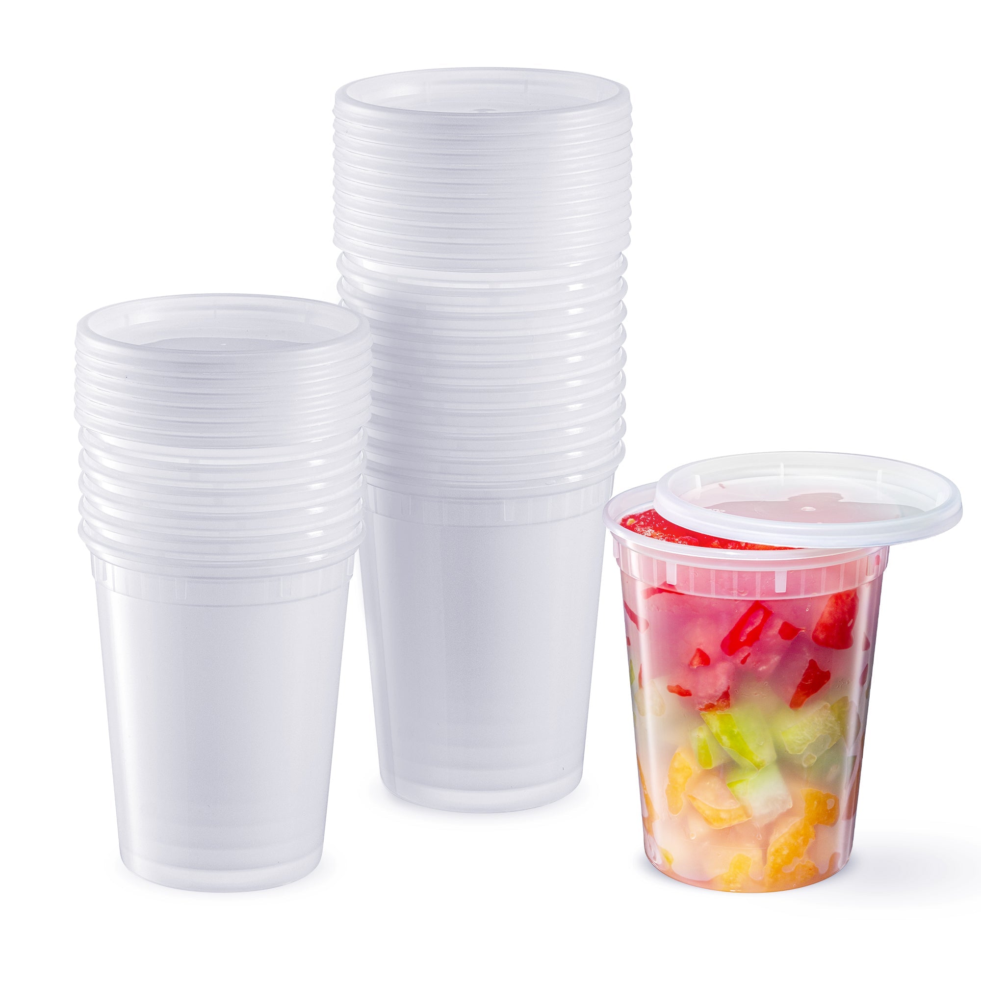 32 oz. Plastic Deli Food Storage Containers with Airtight Lids - Comfy Package