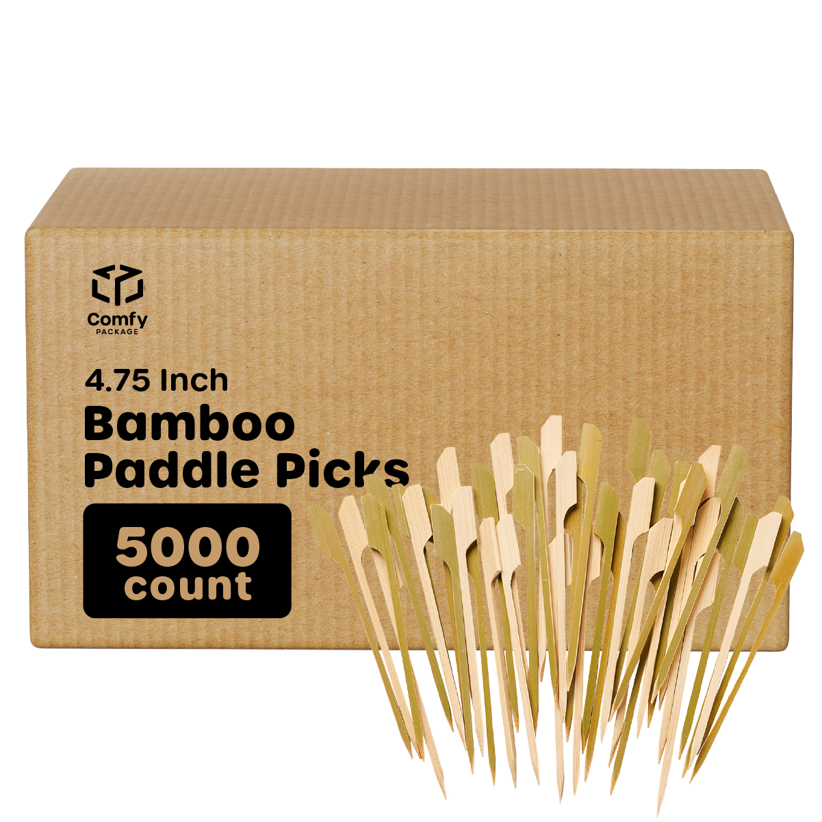 [Case of 5000] 4.7 Inch Bamboo Wooden Paddle Picks Skewers For Cocktails, Appetizers, Fruits, and Sandwiches