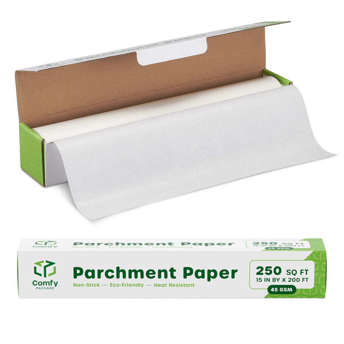 [Case of 10] Baking Parchment Paper 15 in x 200 ft, [250 Sq. Ft,] Non-Stick Parchment Paper Roll for Baking & Cooking - White