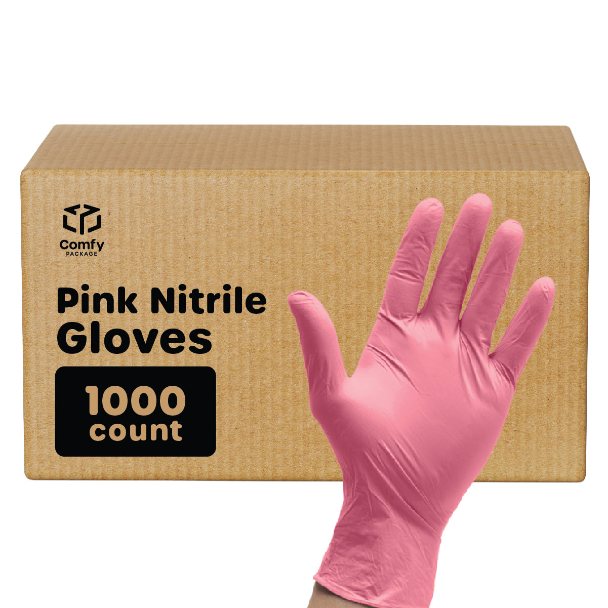 [Case of 1000] Pink Nitrile Disposable Gloves - Latex Free and Rubber Free | Non-Sterile Powder Free Gloves - Medium