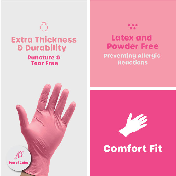 Pink Nitrile Disposable Gloves - Latex Free and Rubber Free | Non-Sterile Powder Free Gloves - Small…