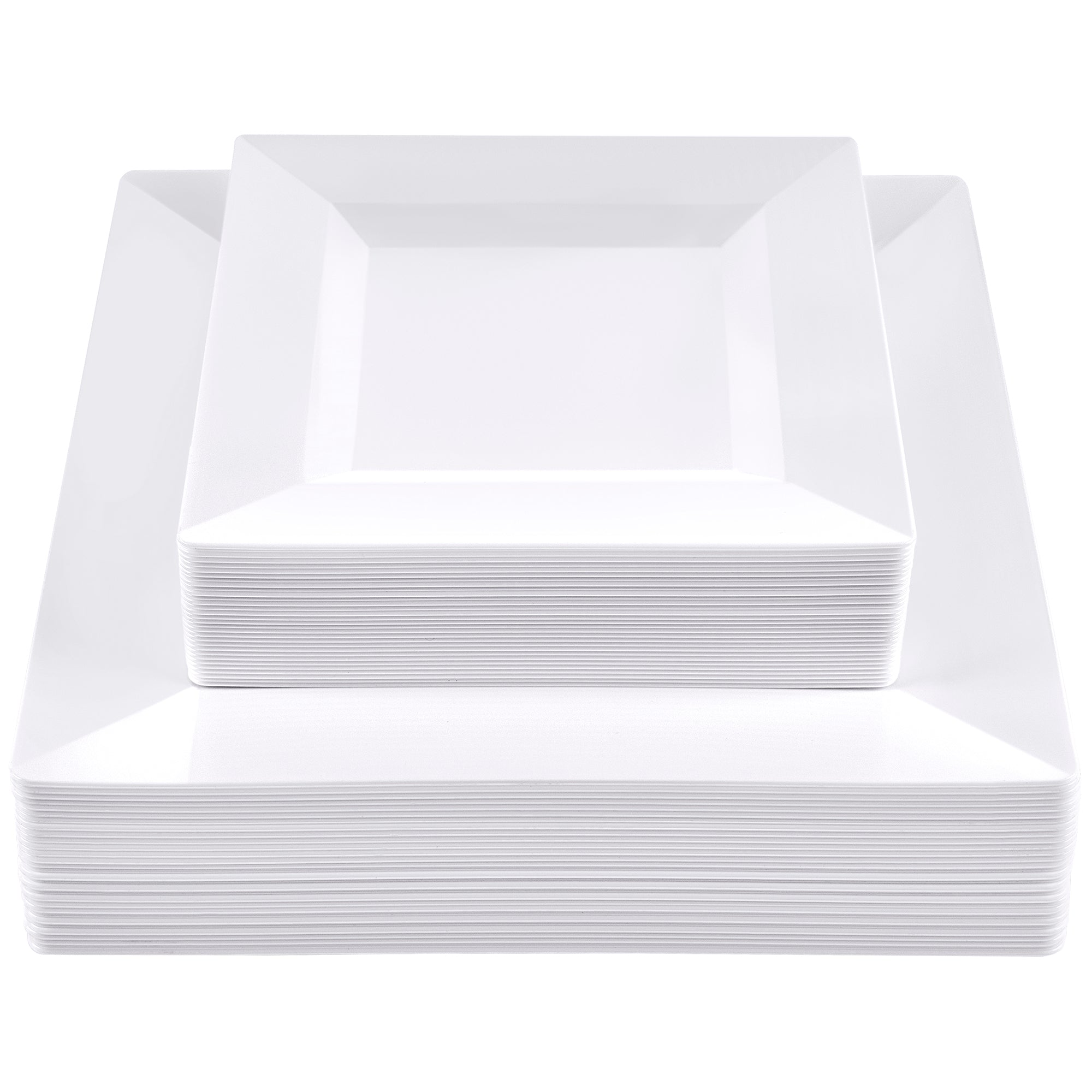 Combo White Square Plastic Plates - Premium Heavy-Duty  Disposable 9.5" Dinner Party Plates and  Disposable 6.5" Salad Plates