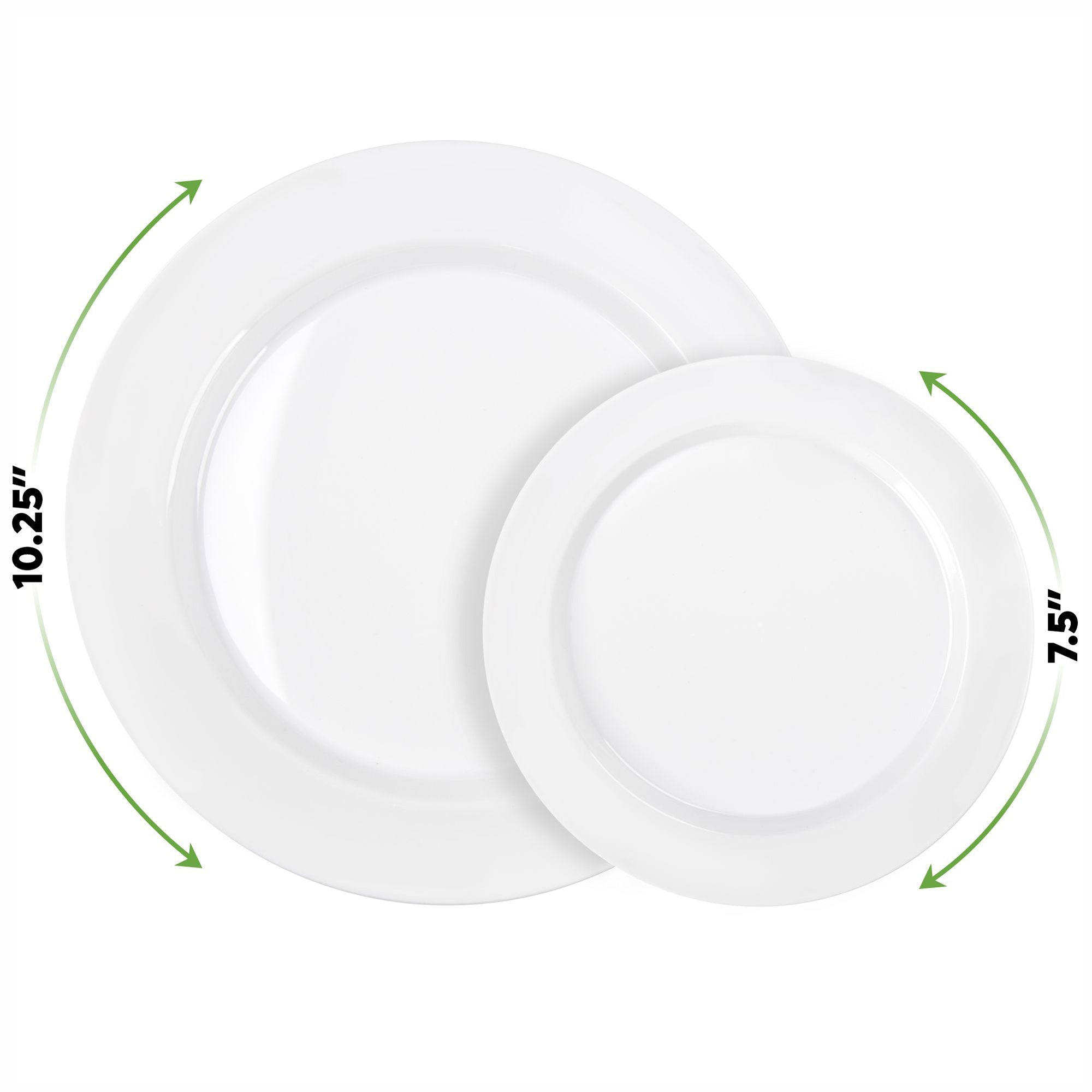 Combo White Plastic Plates - Premium Heavy-Duty  Disposable 10.25" Dinner Party Plates and  Disposable 7.5" Salad Plates