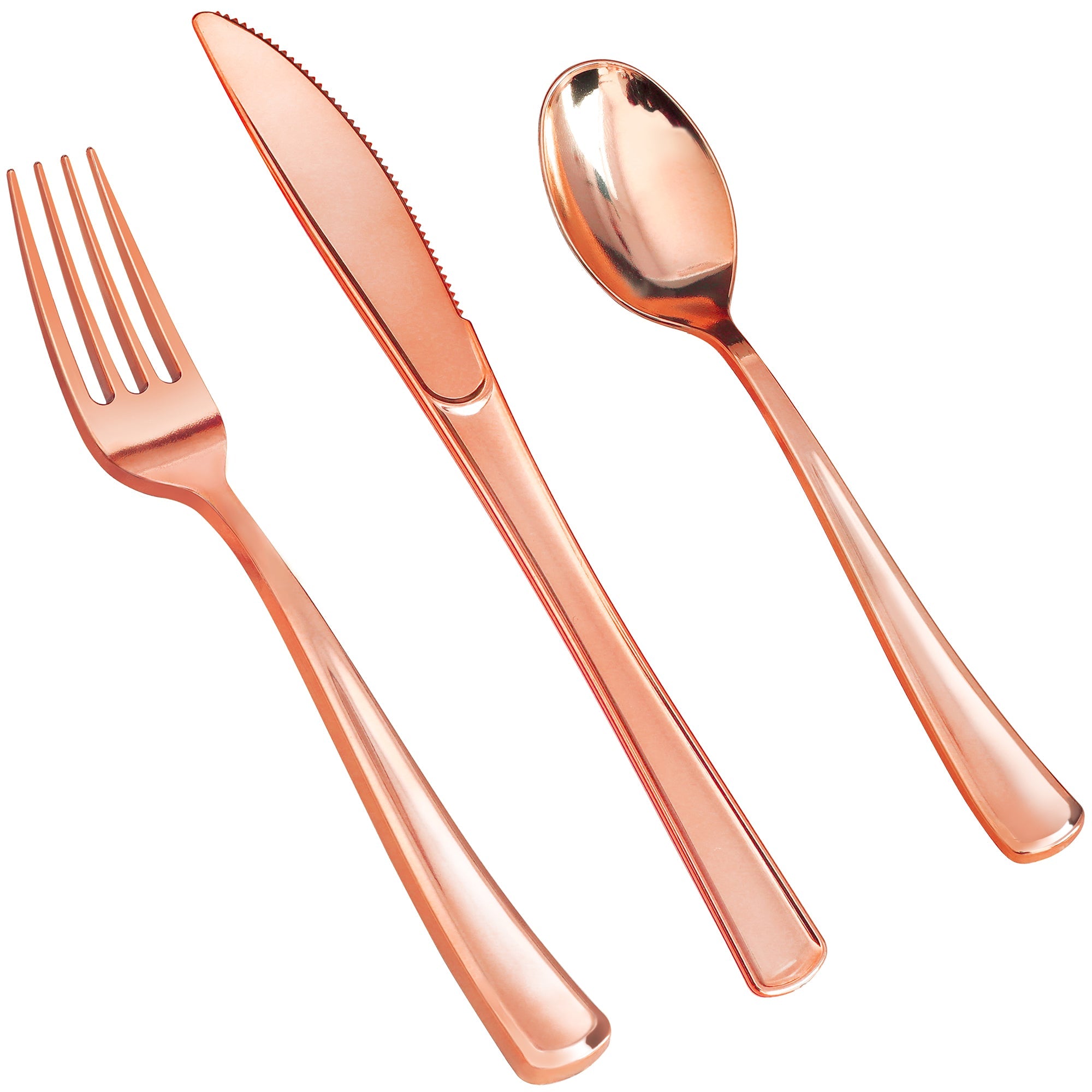 300ct Elegant Cutlery Combo Forks Spoons Knives - Rose Gold - Comfy Package