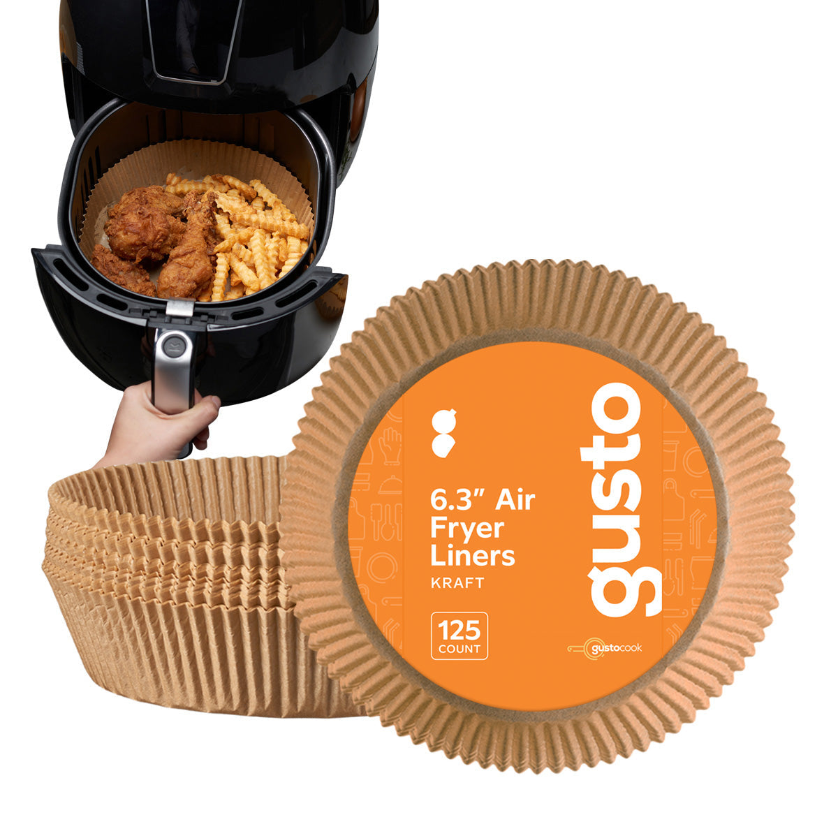 6.3 Inch Disposable Round Air Fryer Liners - Kraft - Comfy Package