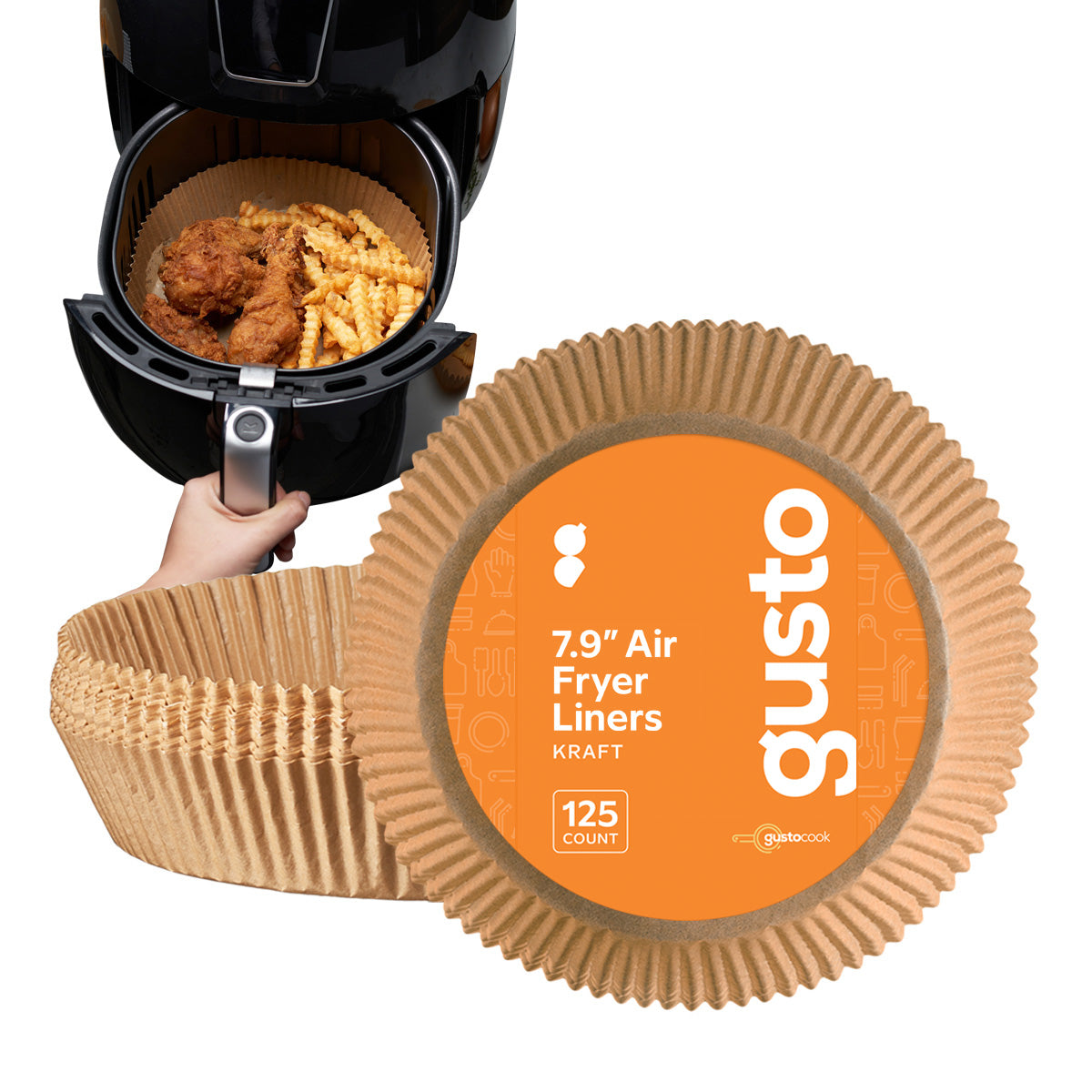 7.9 Inch Disposable Round Air Fryer Liners - Kraft - Comfy Package