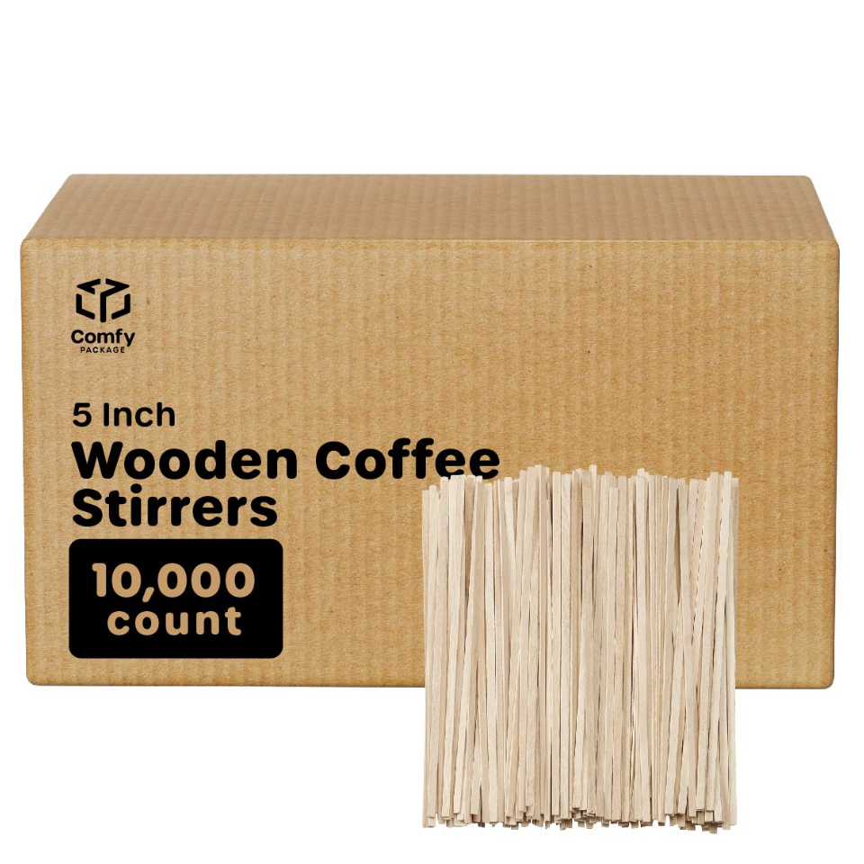 [Case of 10000] Pantry Value 5 Inch Wooden Coffee Stirrers - Wood Stir Sticks