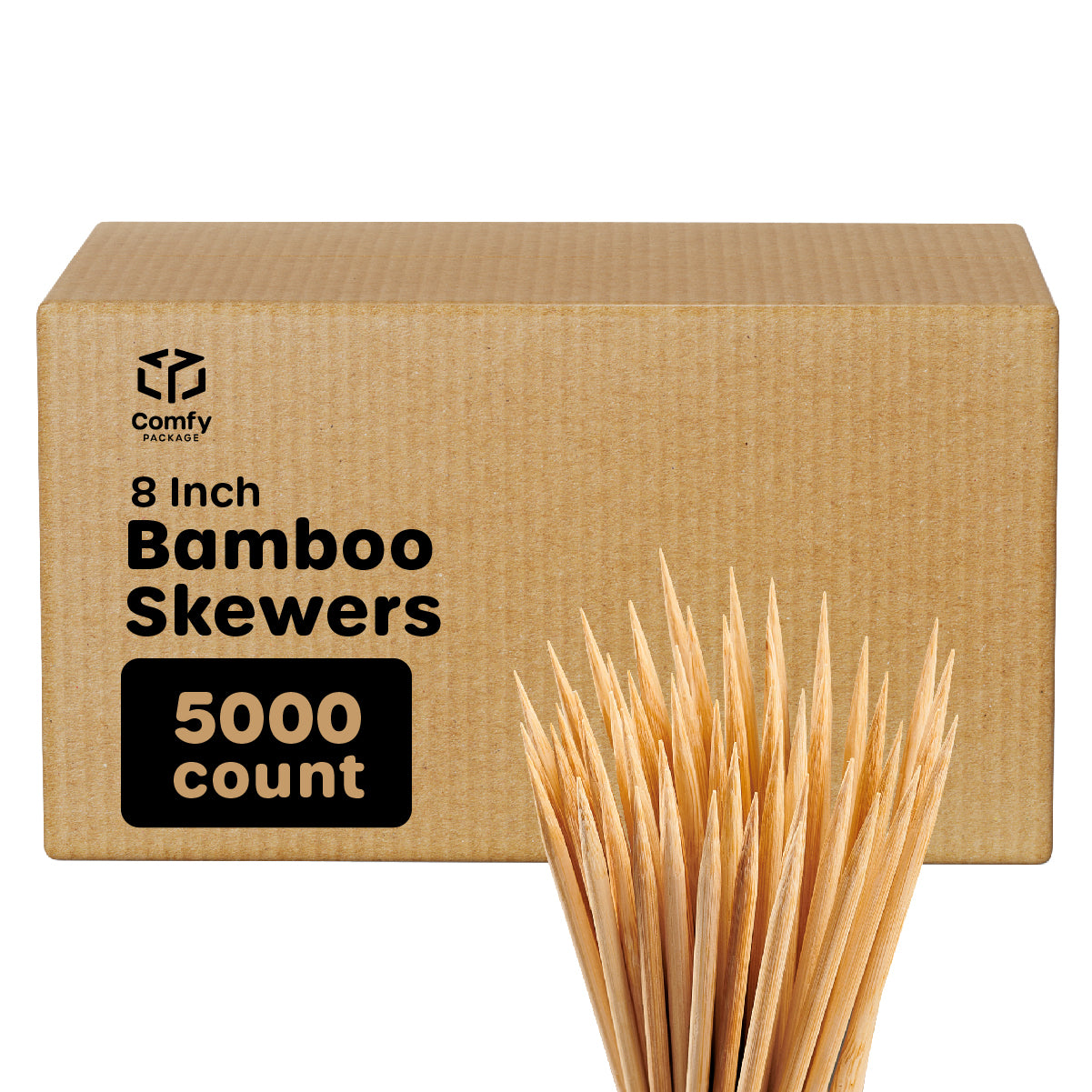 [Case of 5000] 8 Inch Bamboo Skewers For Shish Kabob, Grilling, Fruits, Appetizers, and Cocktails