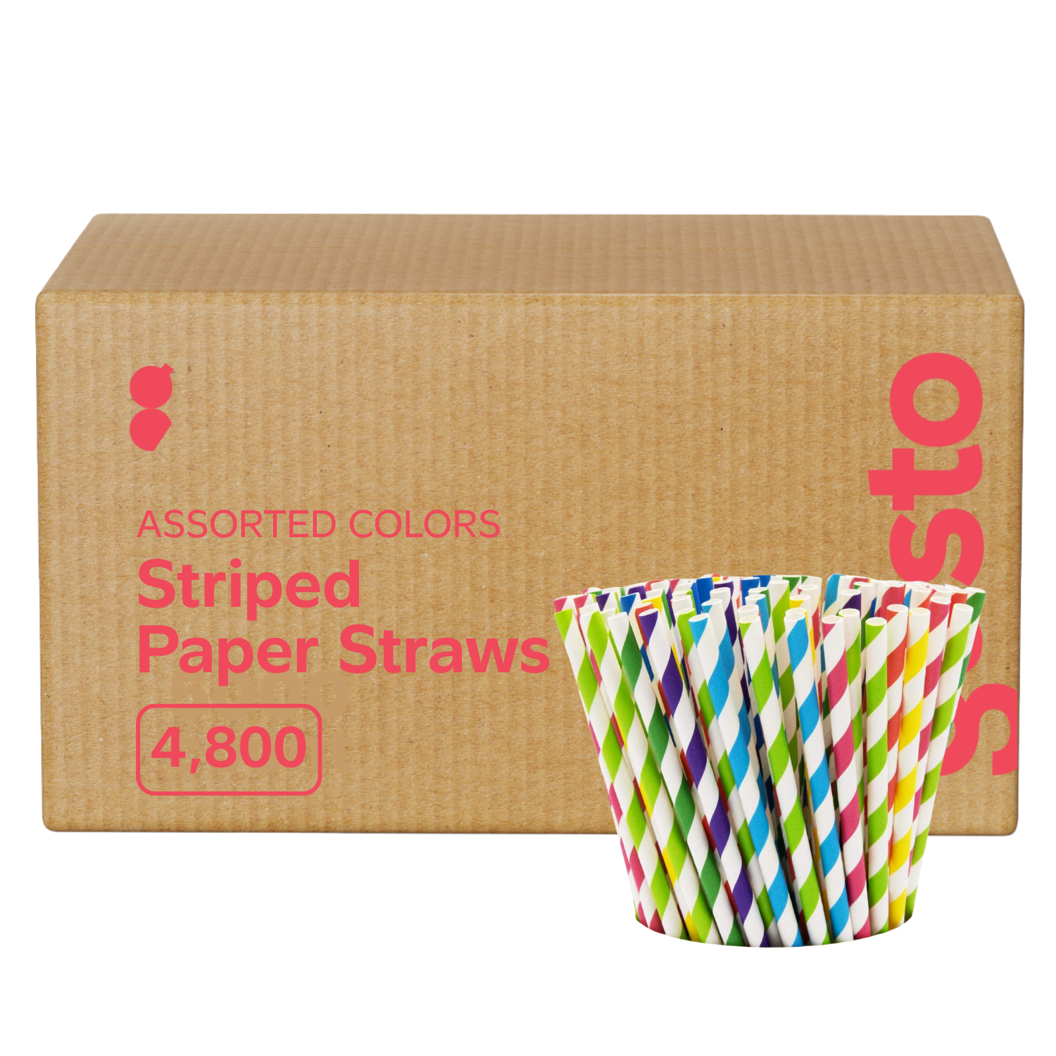 [Case of 4800]  6 mm Striped Paper Drinking Straws