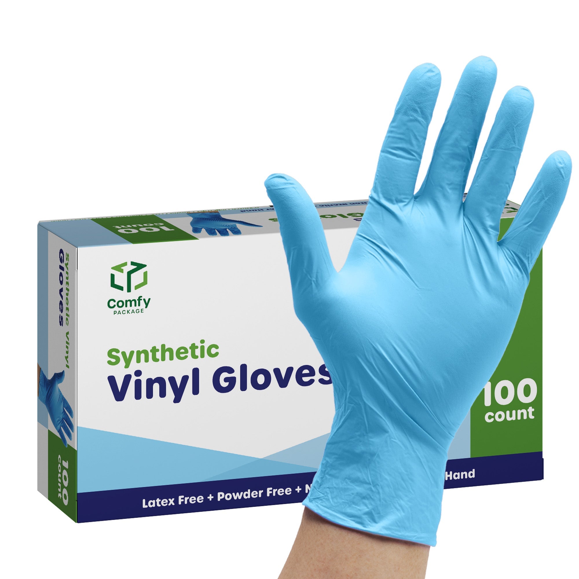 200ct Synthetic Vinyl Blend Disposable Plastic Gloves Large - Comfy Package