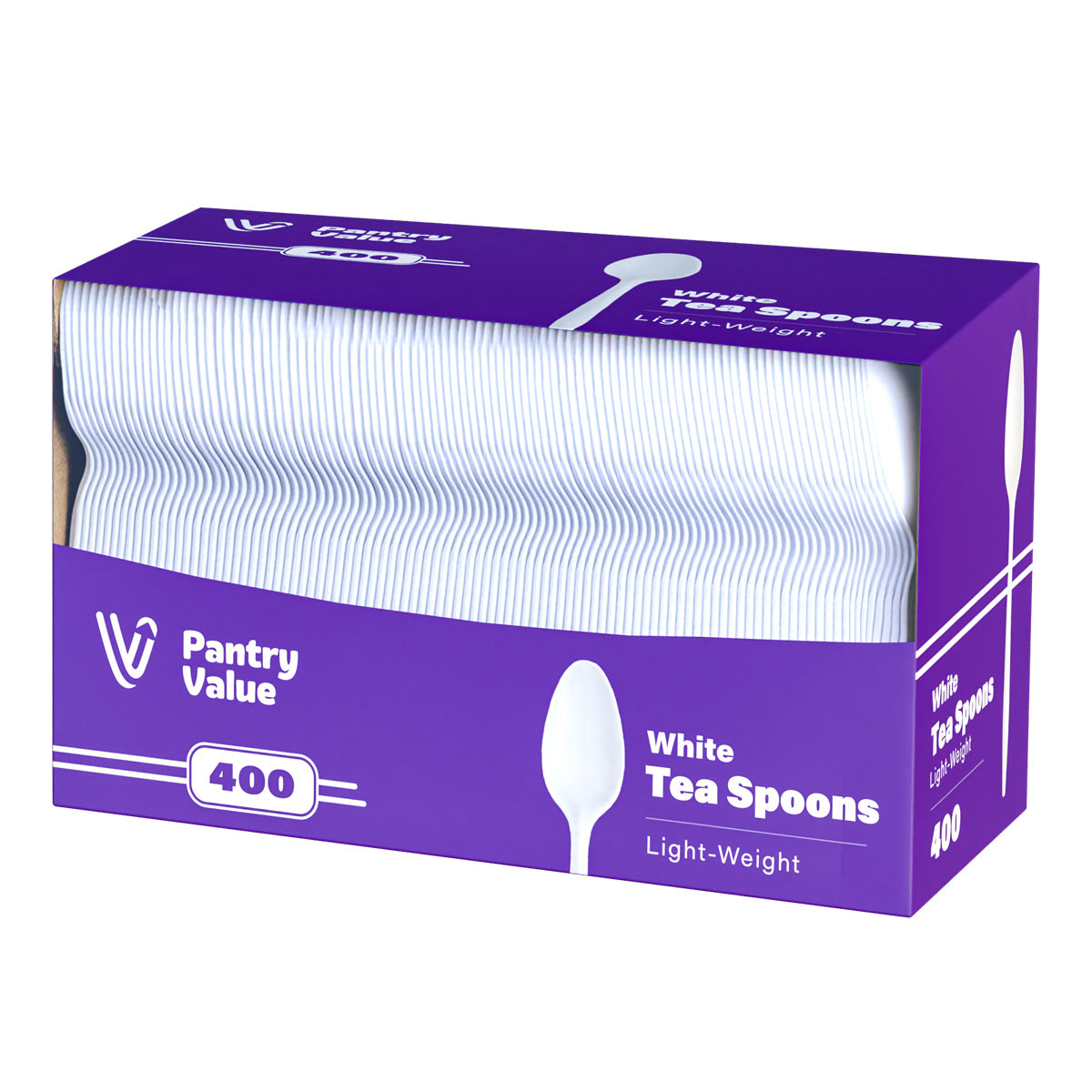 Pantry Value 400 Light-Weight White Disposable Plastic Tea Spoons