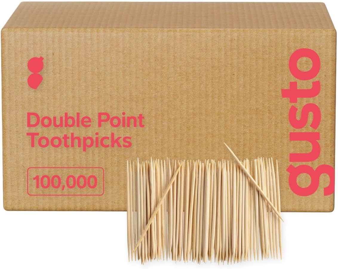 100,000ct Bamboo Wooden Toothpicks Round Double-Points Toothpick