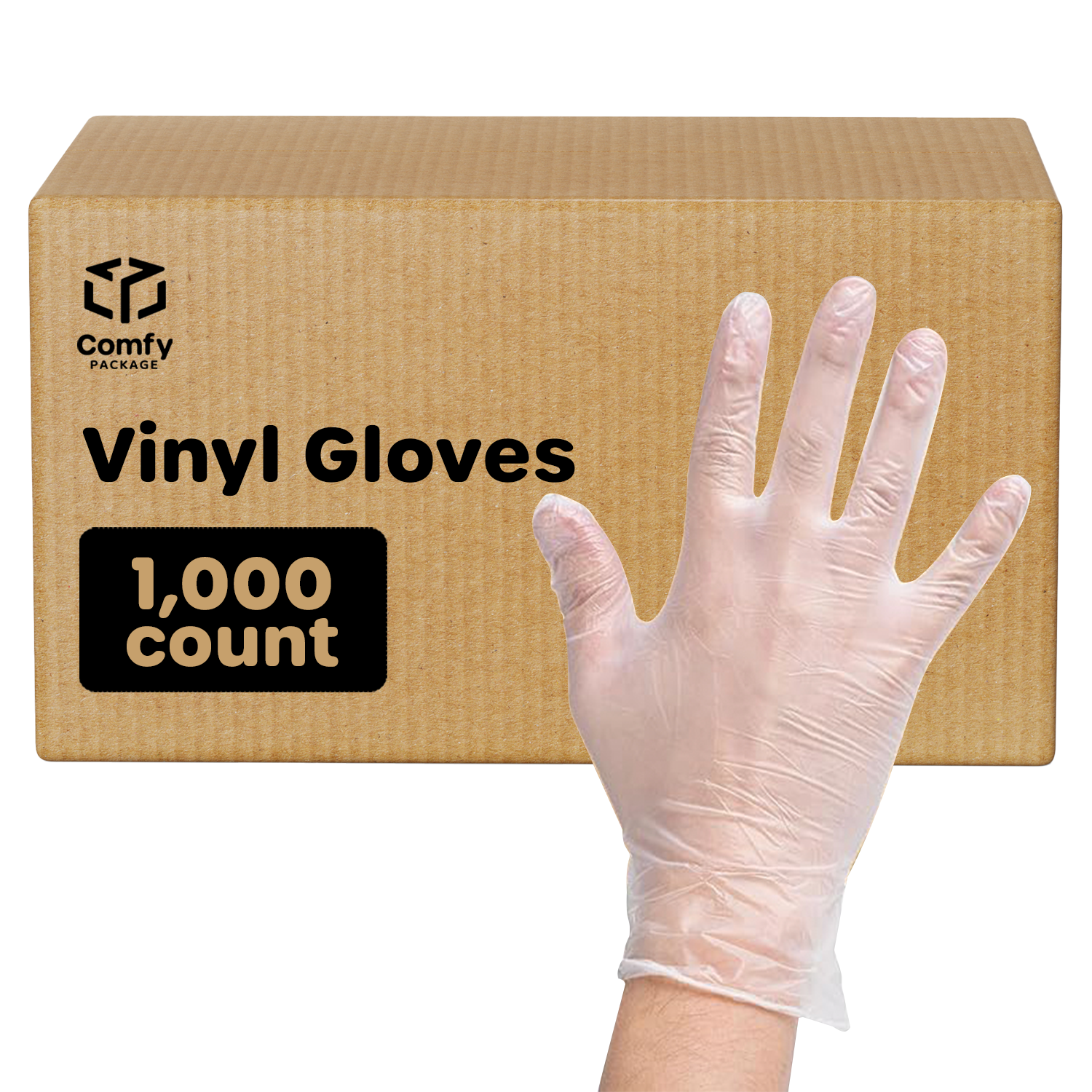 [Case of 1000] Clear Powder Free Vinyl Disposable Plastic Gloves - Large