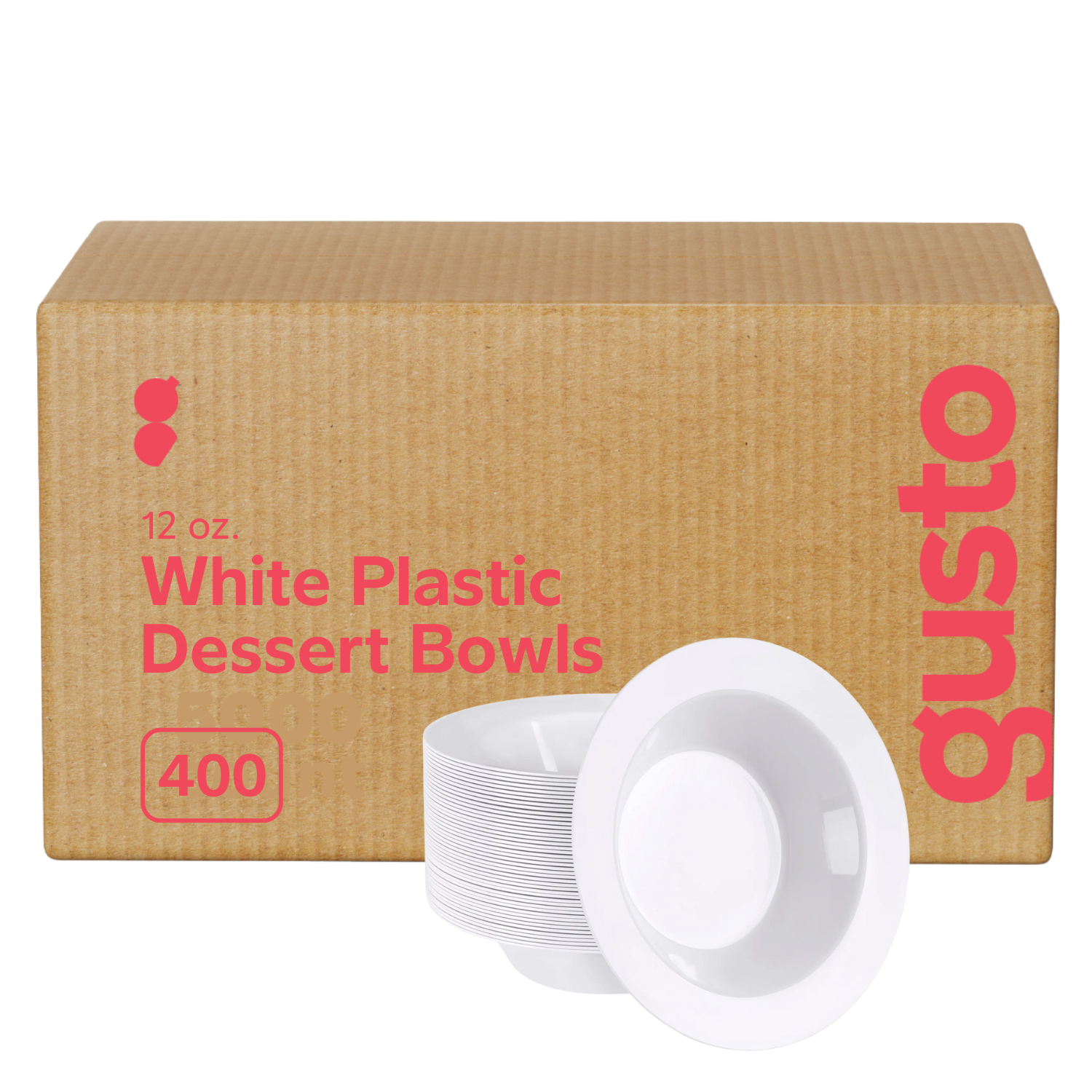 [Case of 400] 12 oz. White Plastic Dessert Bowls - Premium Heavy-Duty Disposable Soup and Cereal Bowls