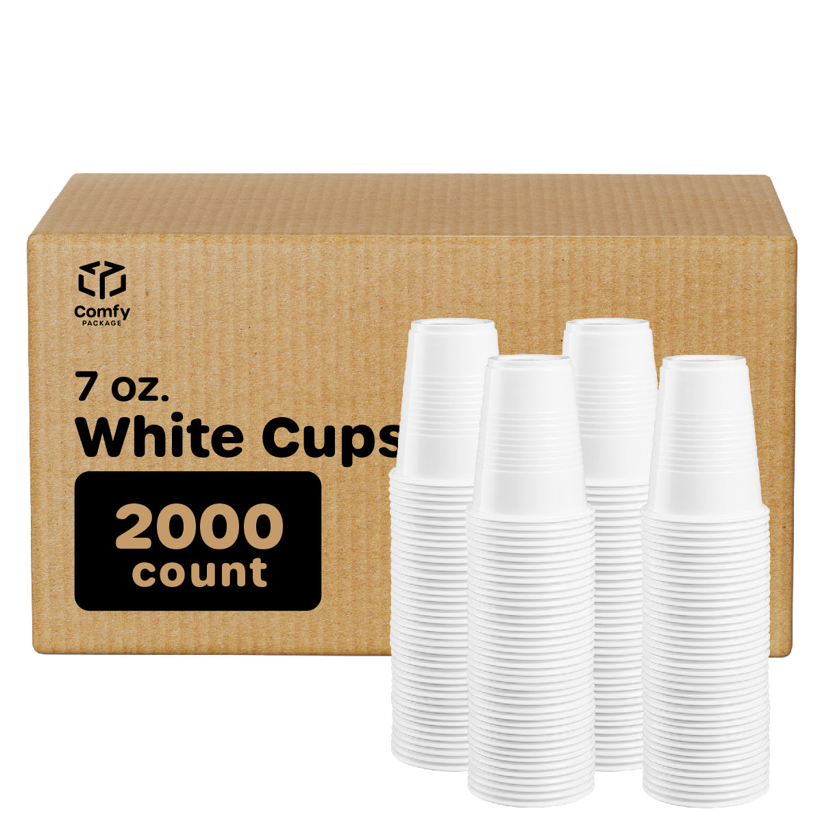 7 oz. White Disposable Plastic Cups - Cold Party Drinking Cups