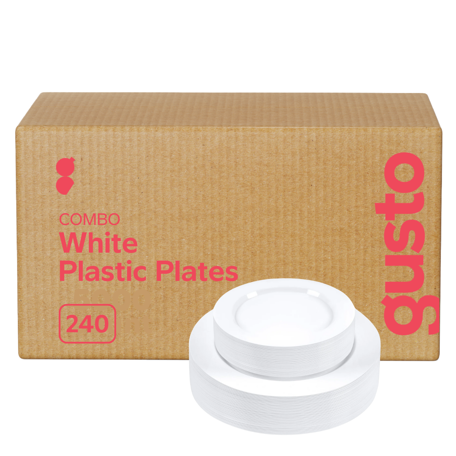 [Case of 240] Combo White Plastic Plates - Premium Heavy-Duty 120 Disposable 10.25" Dinner Party Plates and 120 Disposable 7.5" Salad Plates