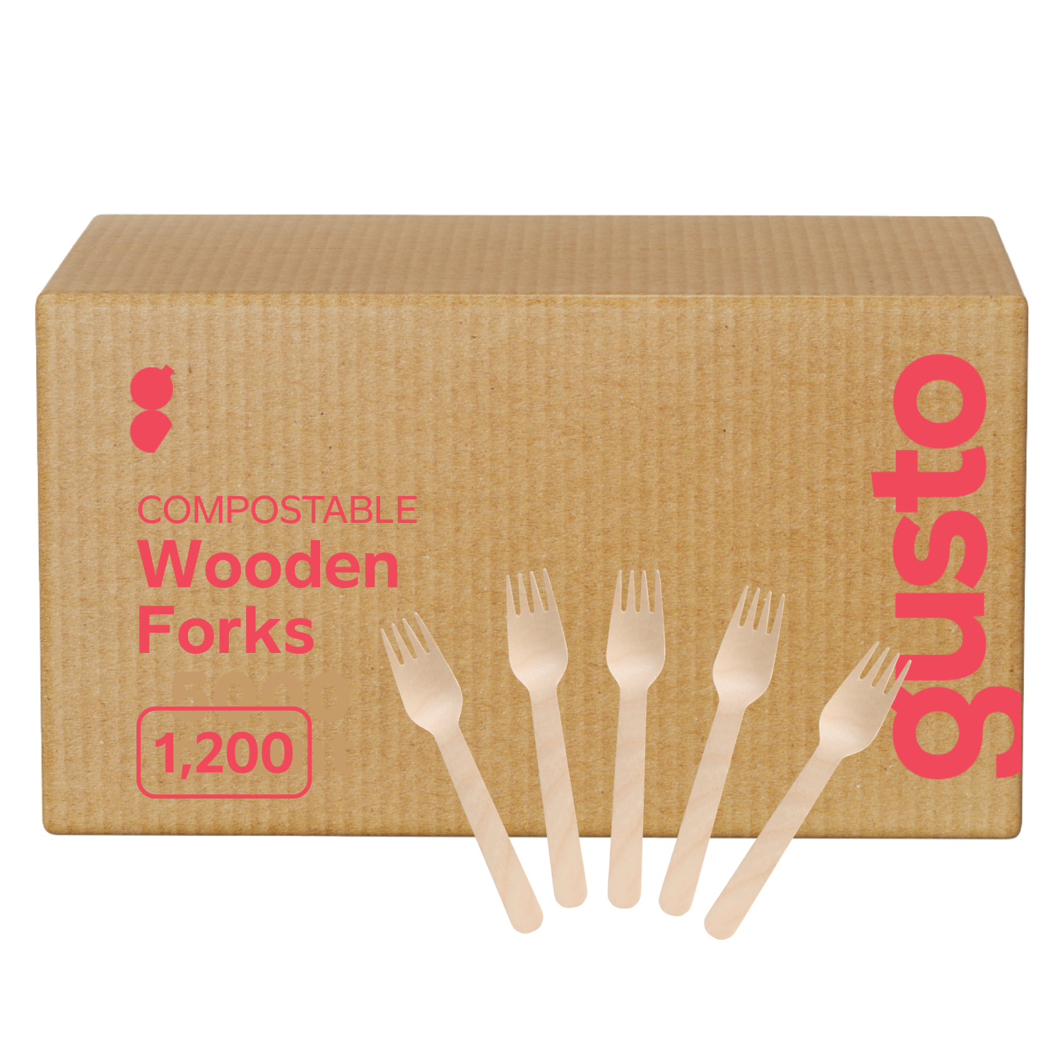 [Case of 1200] Disposable Wooden Forks, Splinter-free Biodegradable, Eco-friendly Utensils for Outdoors, Parties, and Events