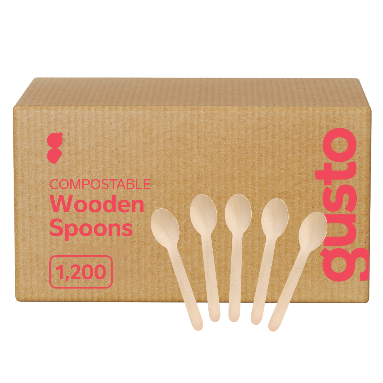 [Case of 1200] Disposable Wooden Spoons, Splinter-free Biodegradable, Eco-friendly Utensils for Outdoors, Parties, and Events