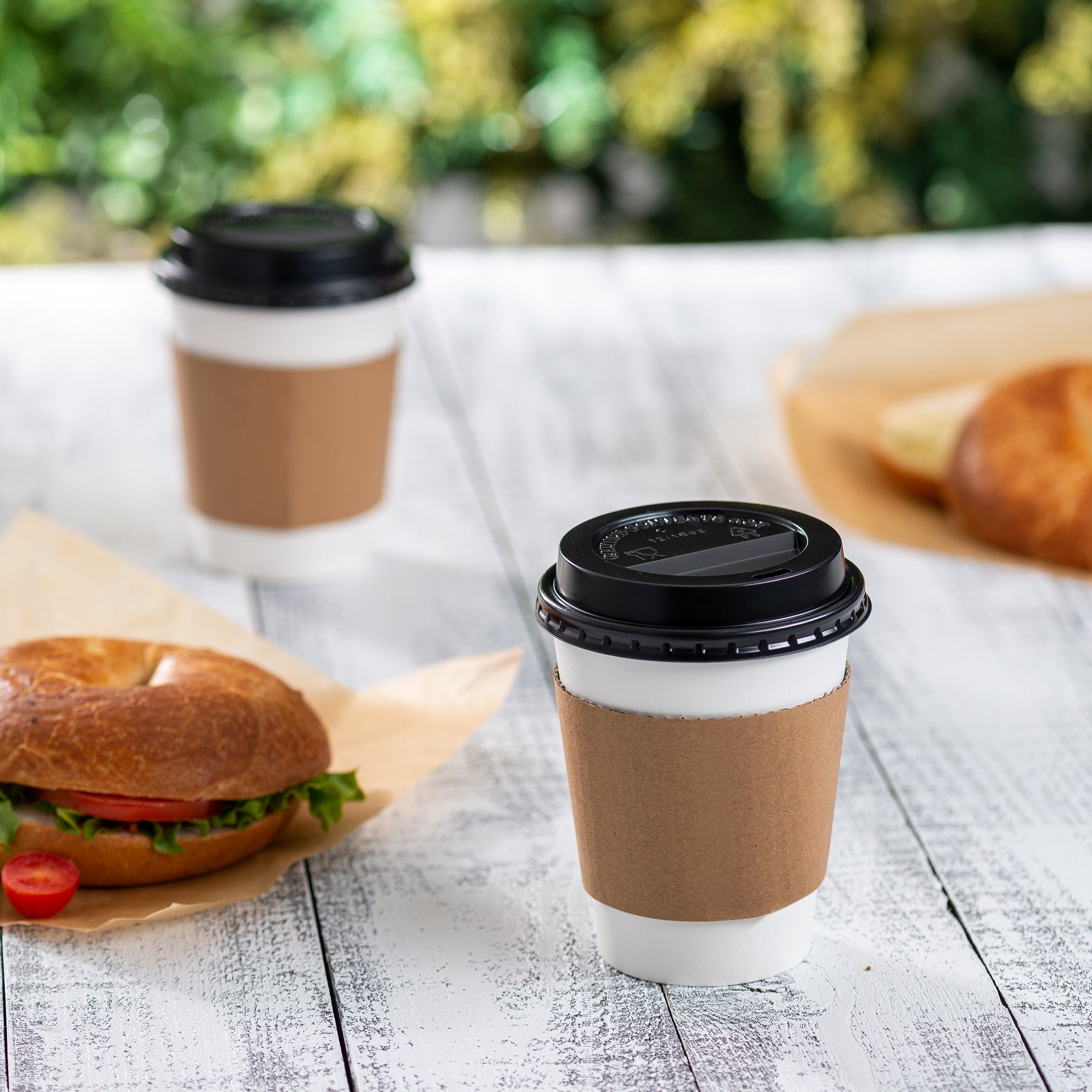 [Case of 300] 12 oz. Disposable Coffee Cups with Lids, Sleeves, Stirrers - To Go Paper Hot Cups