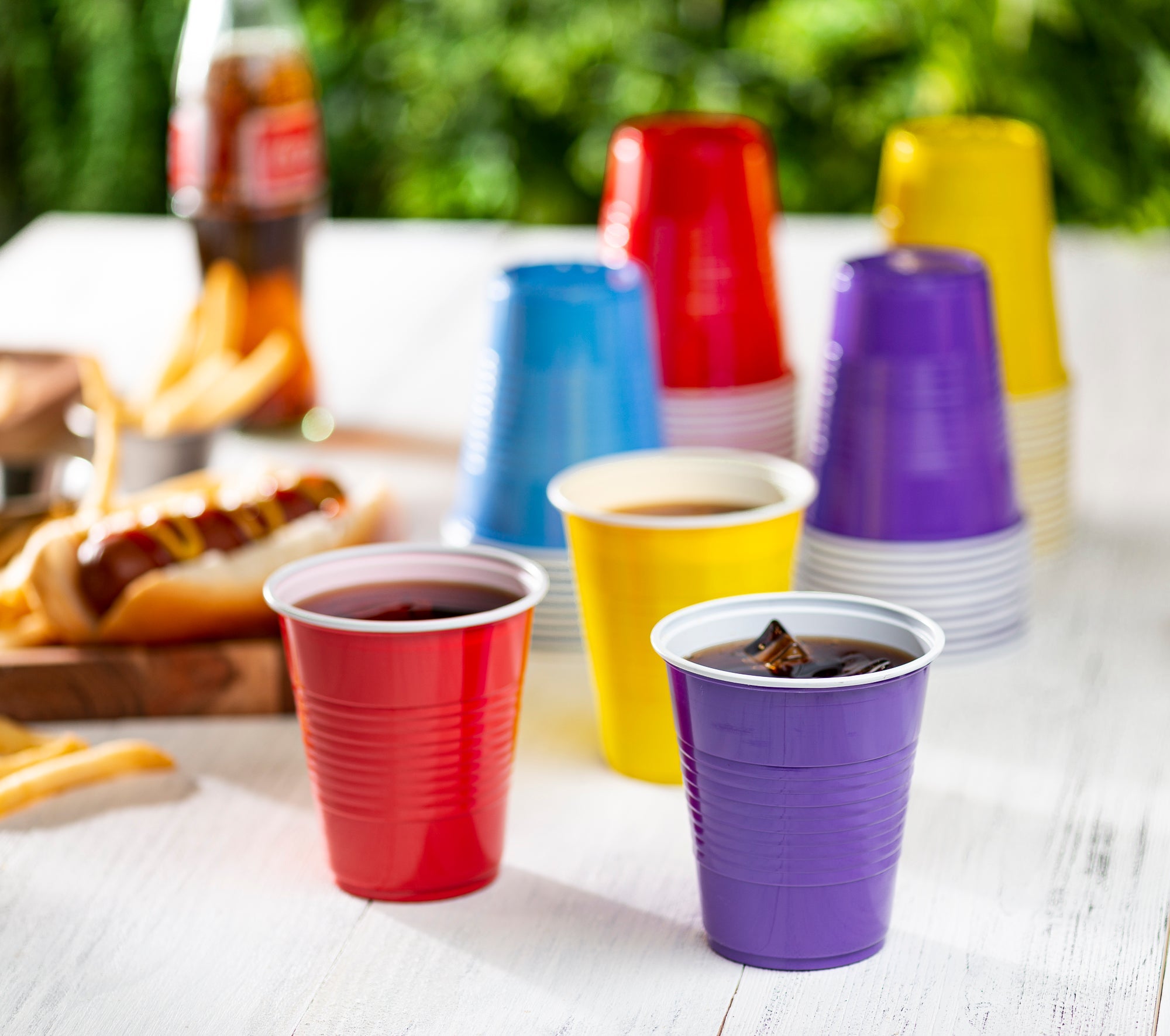 [Case of] Disposable Party Plastic Cups 12 oz. Assorted Colors Drinking Cups