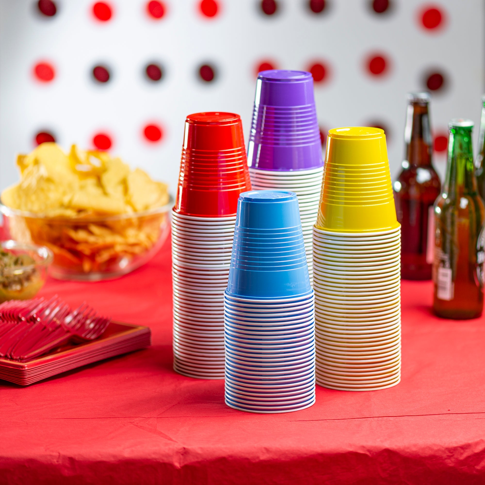 12 oz. Disposable Party Plastic Cups Assorted Colors Drinking Cups - Comfy Package