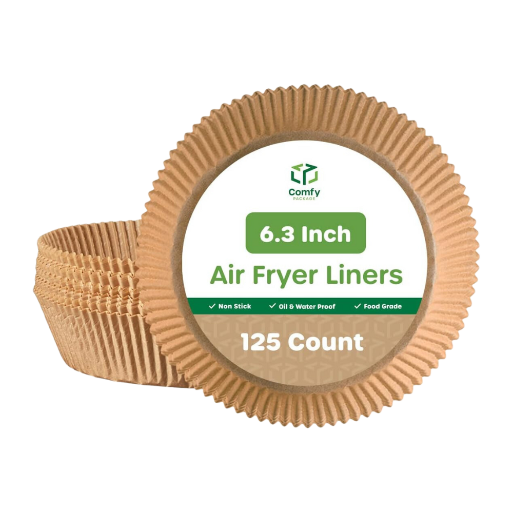 [Case of 2500] 6.3 Inch Disposable Round Air Fryer Liners, Non-Stick Parchment Paper Liners, Waterproof, Oil Resistance - Kraft