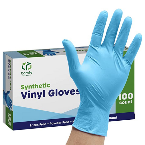 100ct Synthetic Vinyl Blend Disposable Plastic Gloves Powder & Latex F