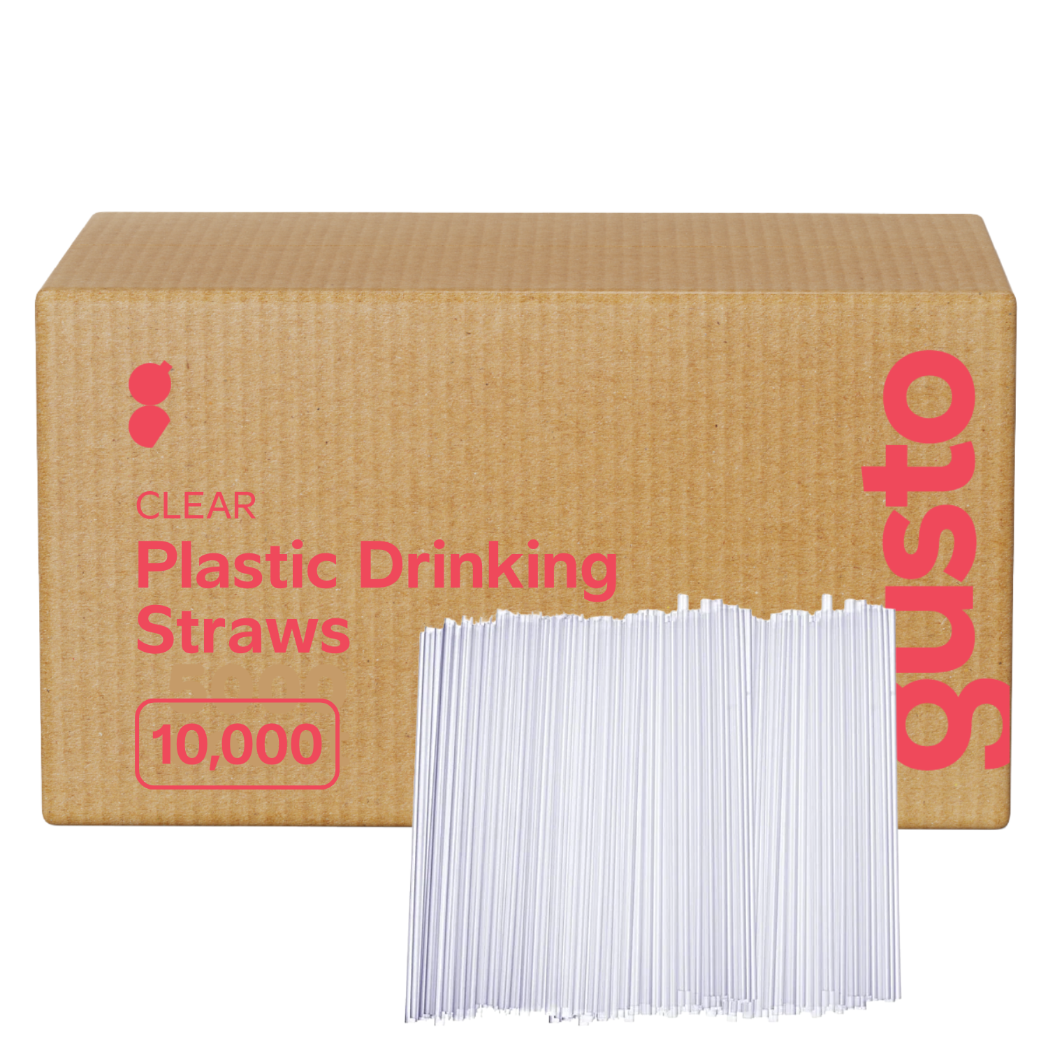 [Case of 10,000] Disposable Plastic Drinking Straws - 7.75" High - Clear