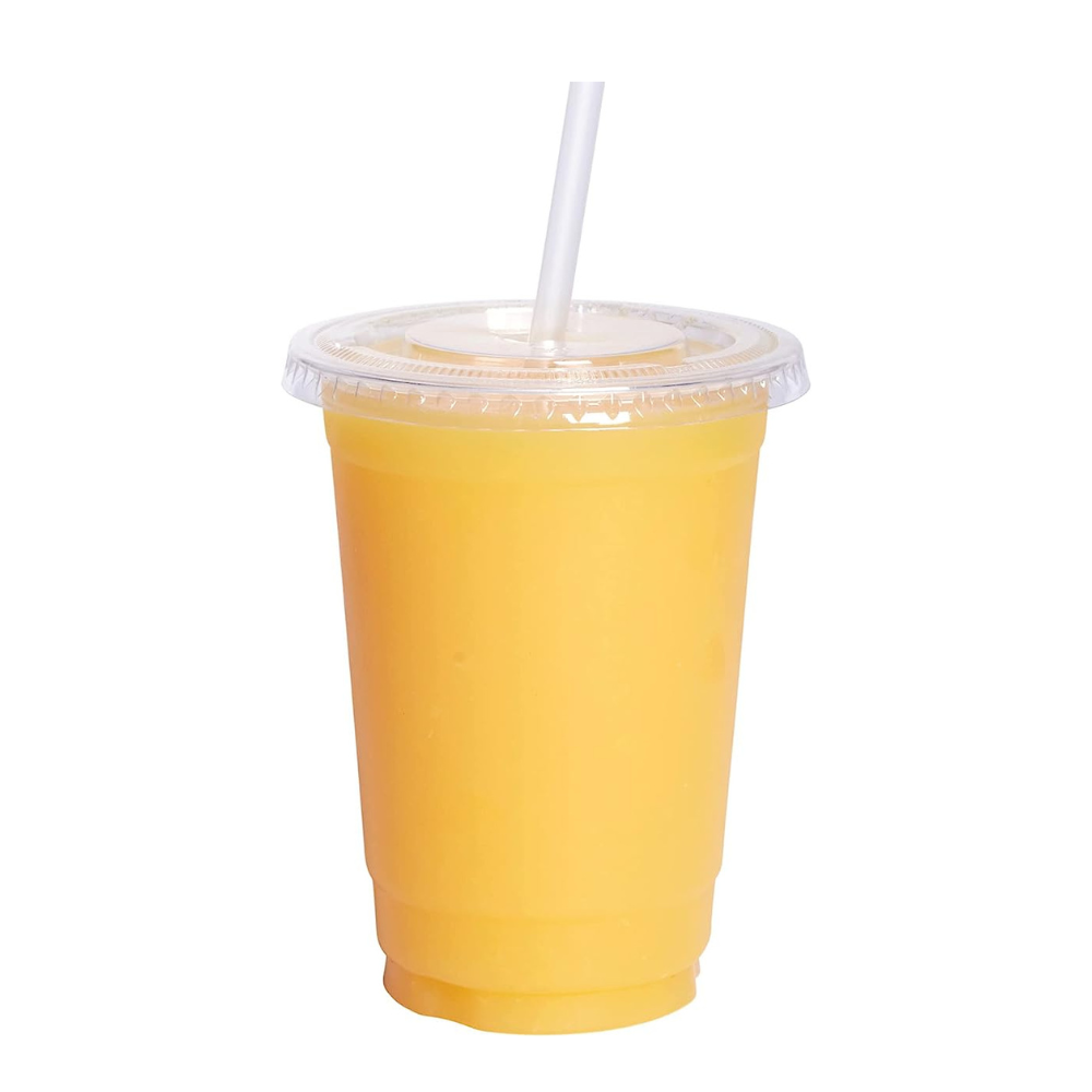 [10 oz.] Crystal Clear Plastic Cups With Flat Lids