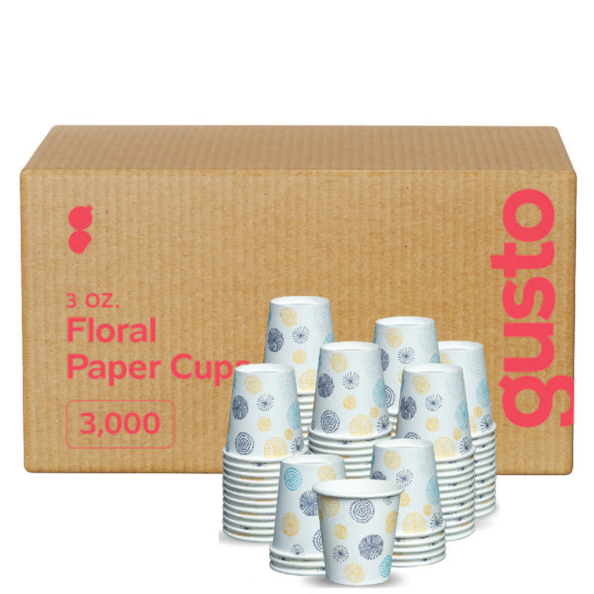 3 oz. Small Paper Cups, Disposable Mini Bathroom Mouthwash Cups - Floral