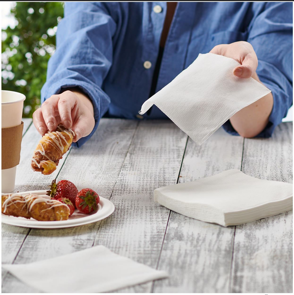 1-ply White Lunch Napkins - 12x12 Disposable Absorbent Paper Napkins - Comfy Package