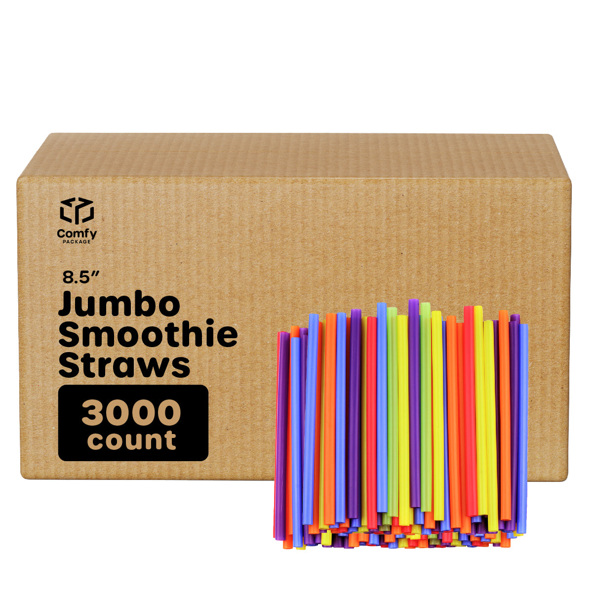 Jumbo Smoothie Straws - 8.5" High Assorted Colors Milkshake Straws