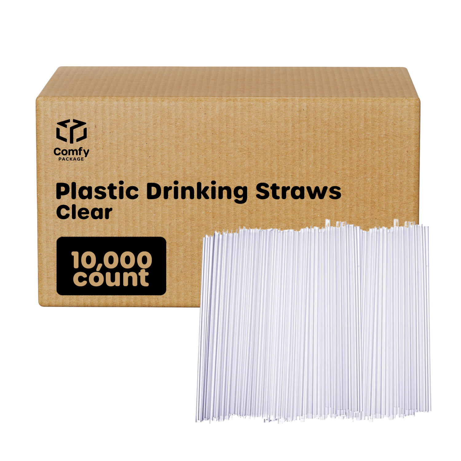 [Case of 10,000] Disposable Plastic Drinking Straws - 7.75" High - Clear