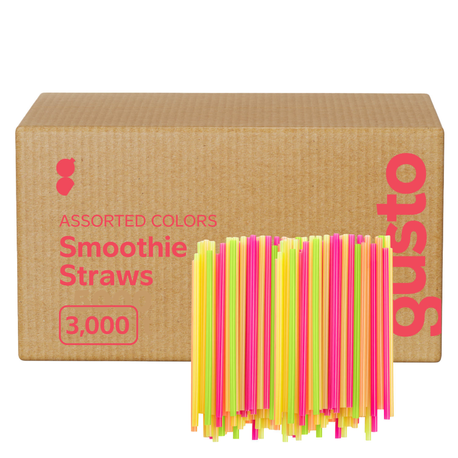 [Case of 3000] Wide Straws for Drinking & Smoothies - Assorted Colors