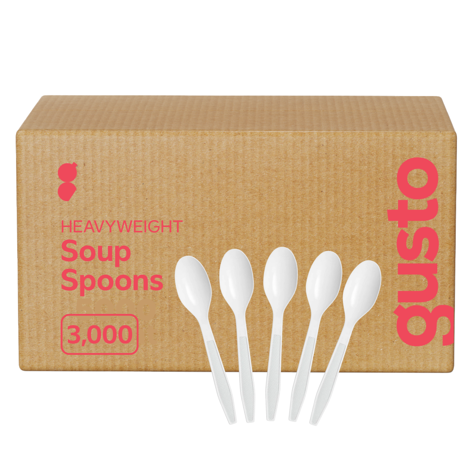 [Case of 3000] Extra Heavyweight Disposable White Plastic Soup Spoons