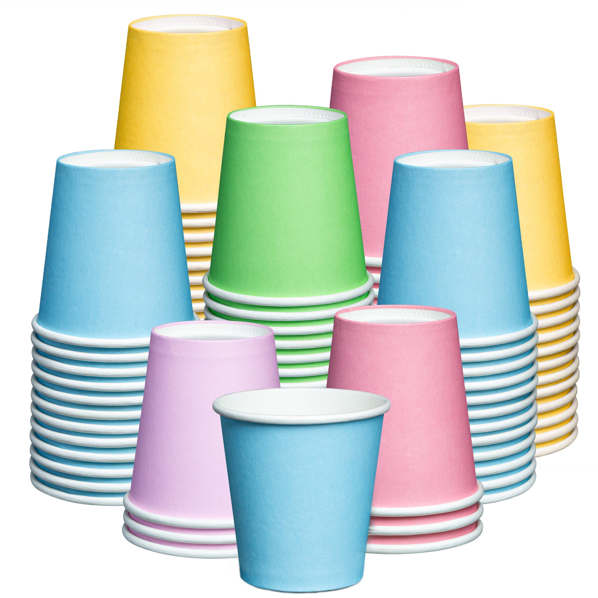 3 oz. Small Paper Cups, Disposable Mini Bathroom Mouthwash Cups - Assorted Colors